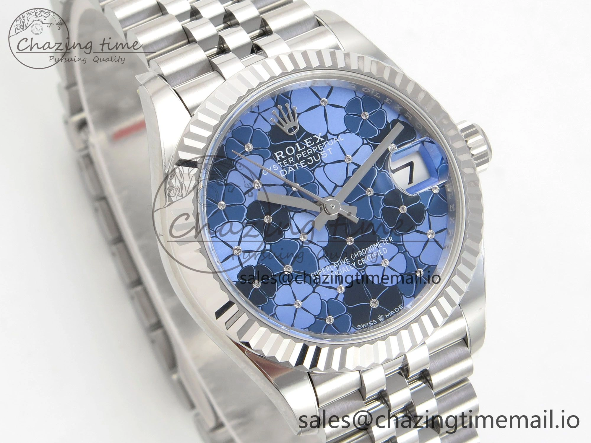 FreshLook DateJust 31 278274 THBF 1:1 Best Edition 904L Steel Fluted Blue Floral Dial on SS Jubilee Bracelet HZ Cal. 30