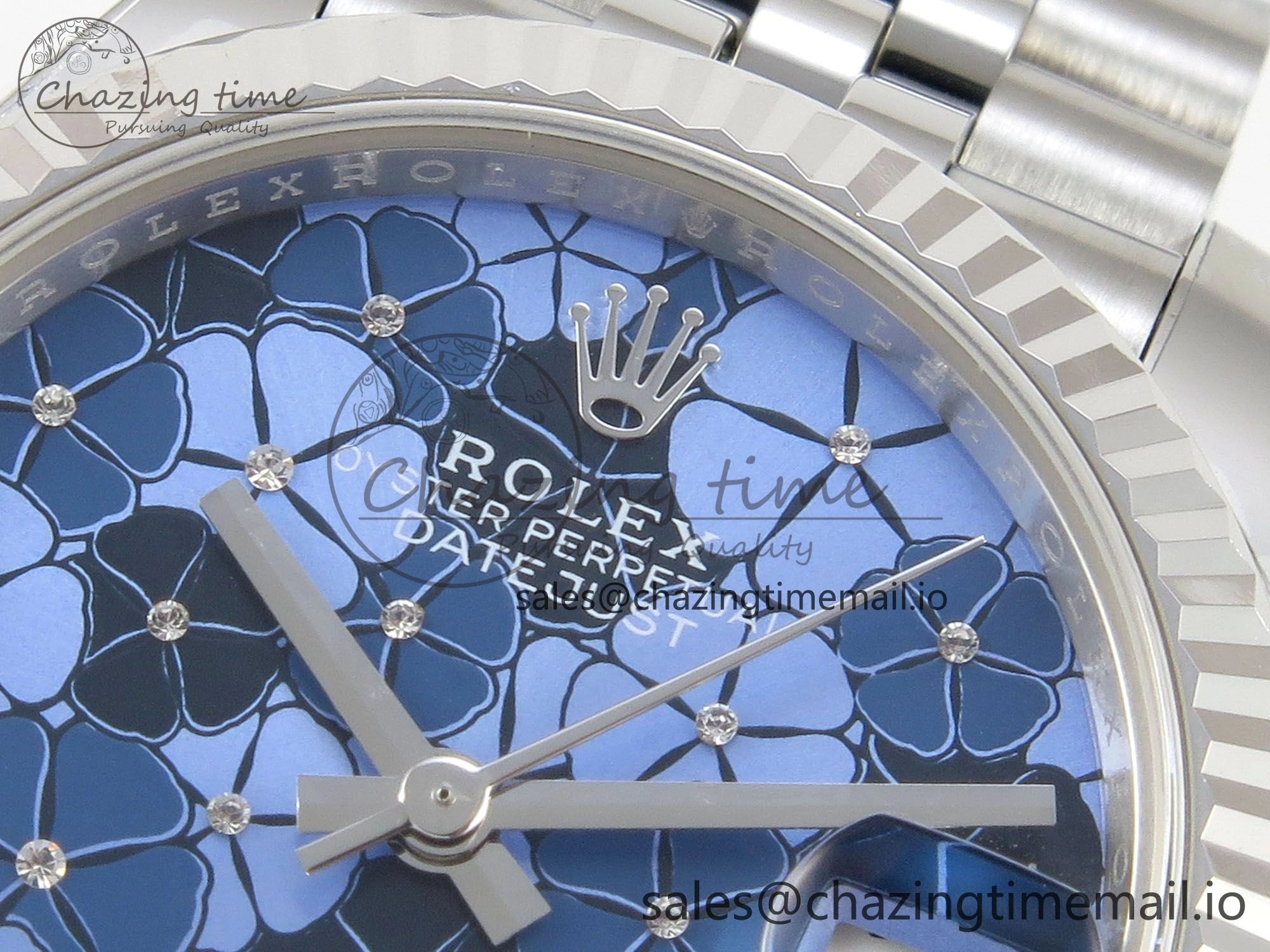 FreshLook DateJust 31 278274 THBF 1:1 Best Edition 904L Steel Fluted Blue Floral Dial on SS Jubilee Bracelet HZ Cal. 30