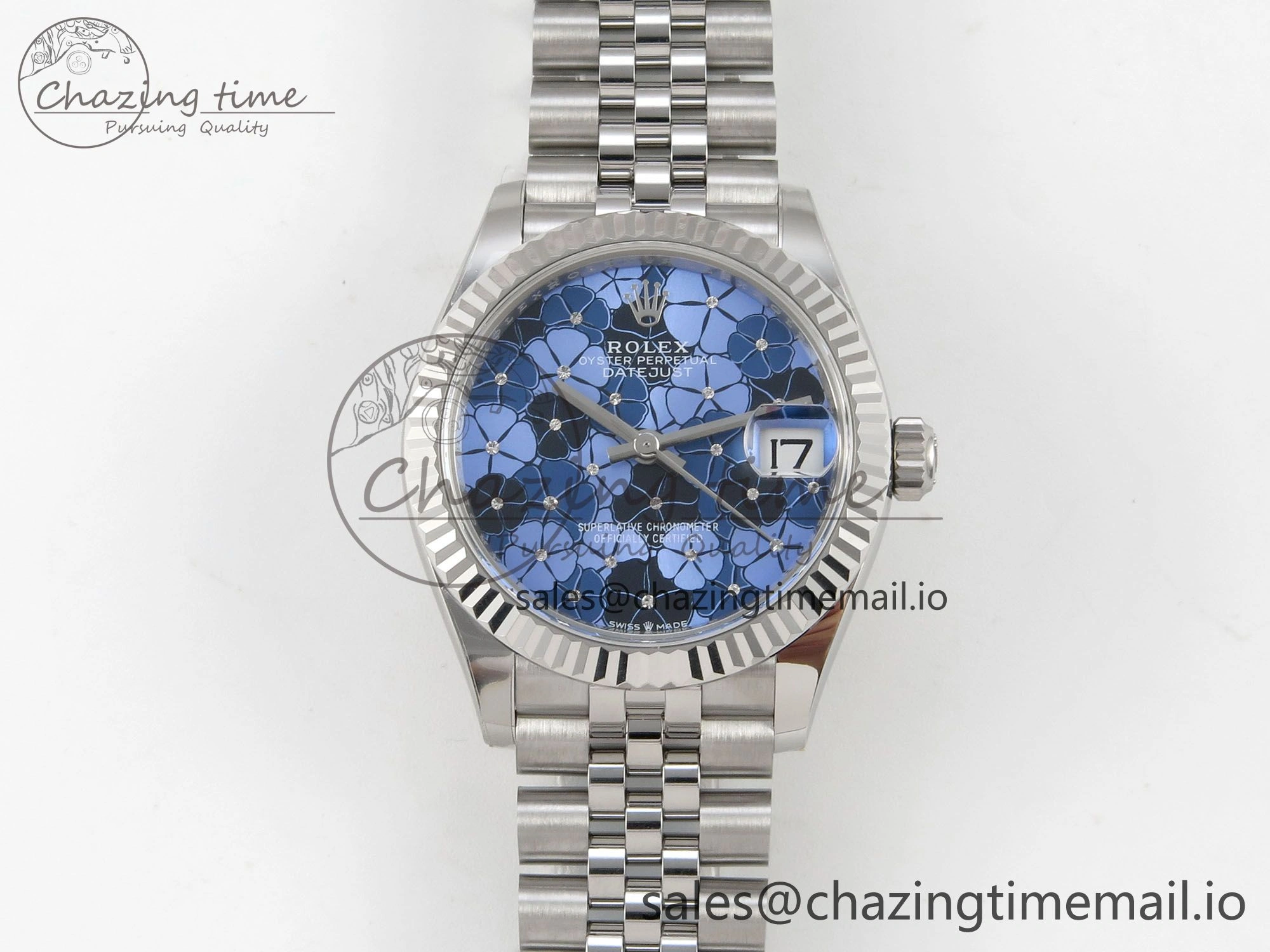 FreshLook DateJust 31 278274 THBF 1:1 Best Edition 904L Steel Fluted Blue Floral Dial on SS Jubilee Bracelet HZ Cal. 30