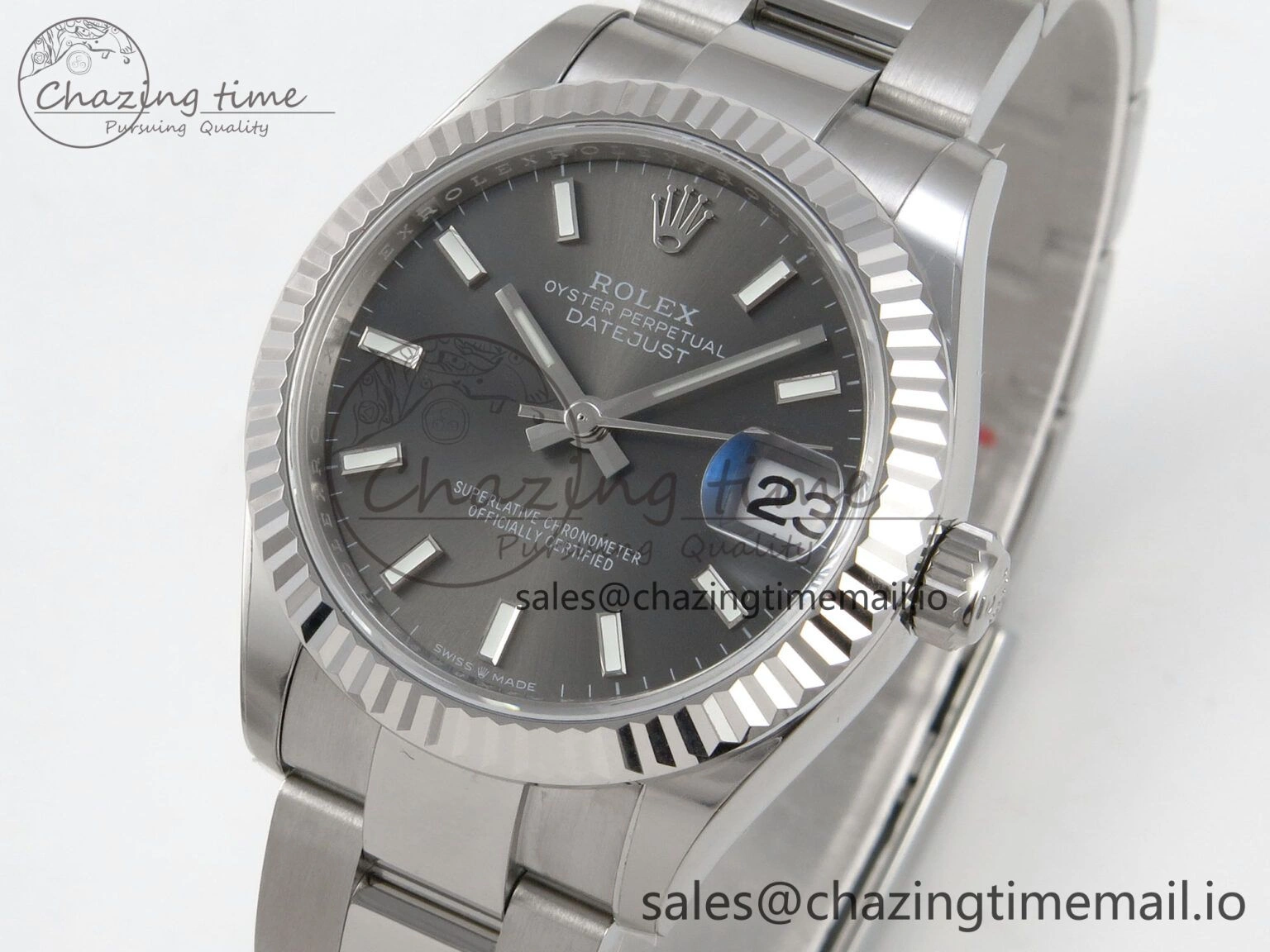 DateJust 31 278274 THBF 1:1 Best Edition 904L Steel Gray Dial Stick Marker on SS Oyster Bracelet HZ Cal. ZipUp 12