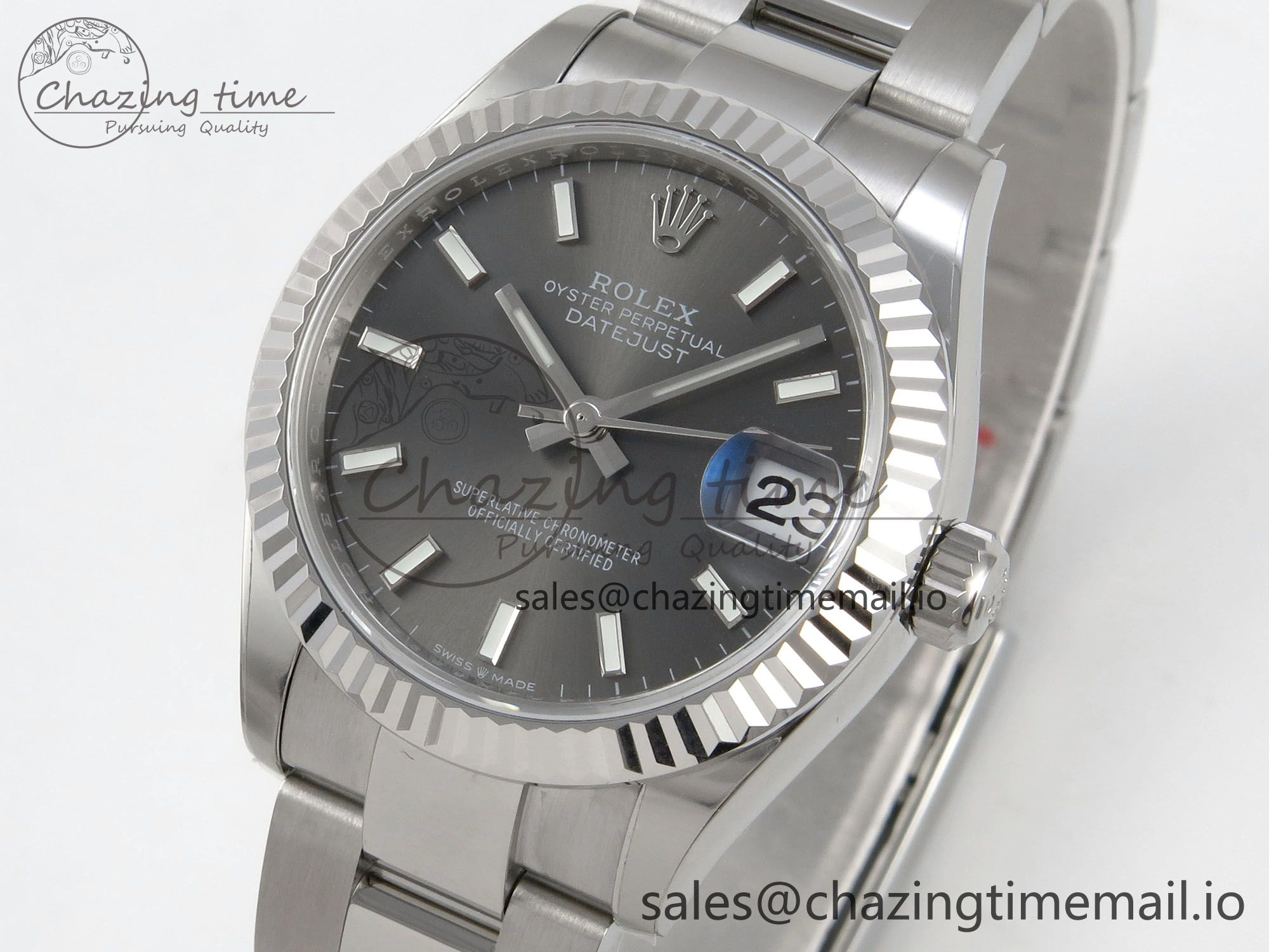 DateJust 31 278274 THBF 1:1 Best Edition 904L Steel Gray Dial Stick Marker on SS Oyster Bracelet HZ Cal. ZipUp 12