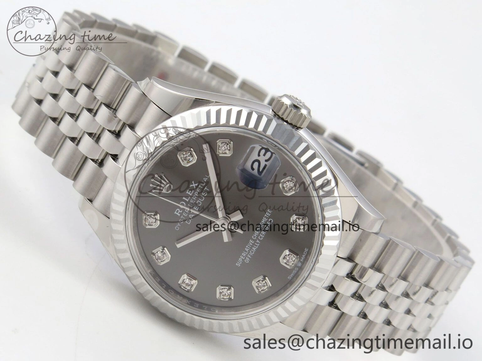 Durable DateJust 31 278274 THBF 1:1 Best Edition 904L Steel Gray Diamond Dial on SS Jubilee Bracelet HZ Cal. 5