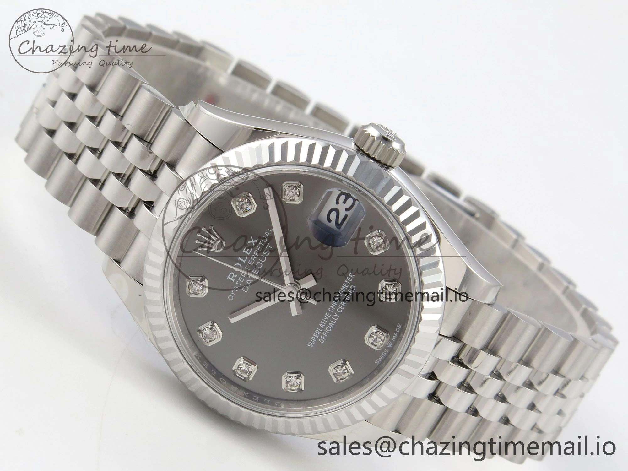 Durable DateJust 31 278274 THBF 1:1 Best Edition 904L Steel Gray Diamond Dial on SS Jubilee Bracelet HZ Cal. 5