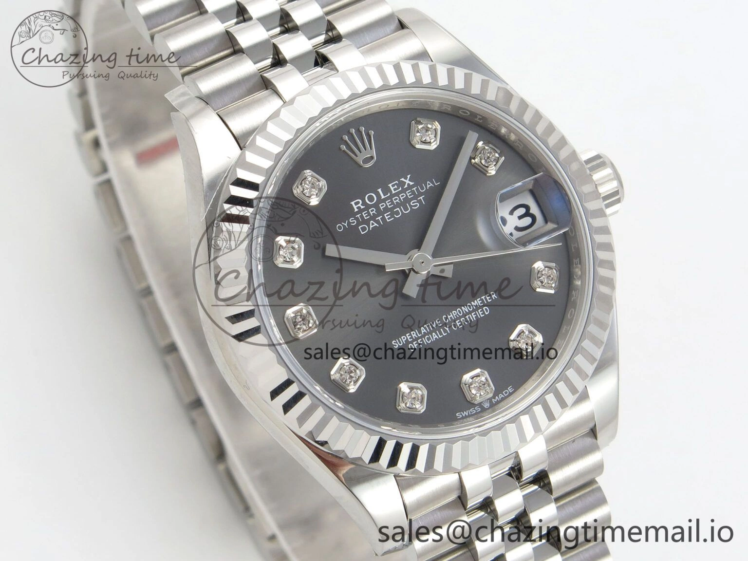 Durable DateJust 31 278274 THBF 1:1 Best Edition 904L Steel Gray Diamond Dial on SS Jubilee Bracelet HZ Cal. 5