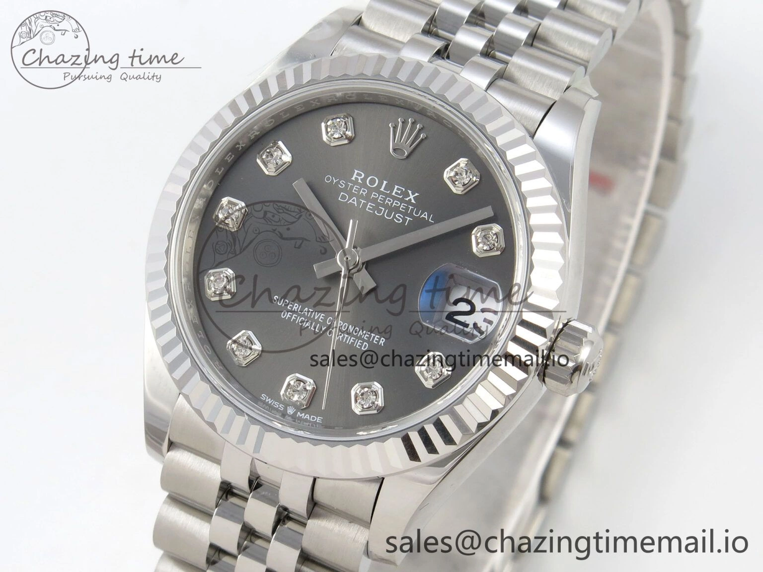 Durable DateJust 31 278274 THBF 1:1 Best Edition 904L Steel Gray Diamond Dial on SS Jubilee Bracelet HZ Cal. 5
