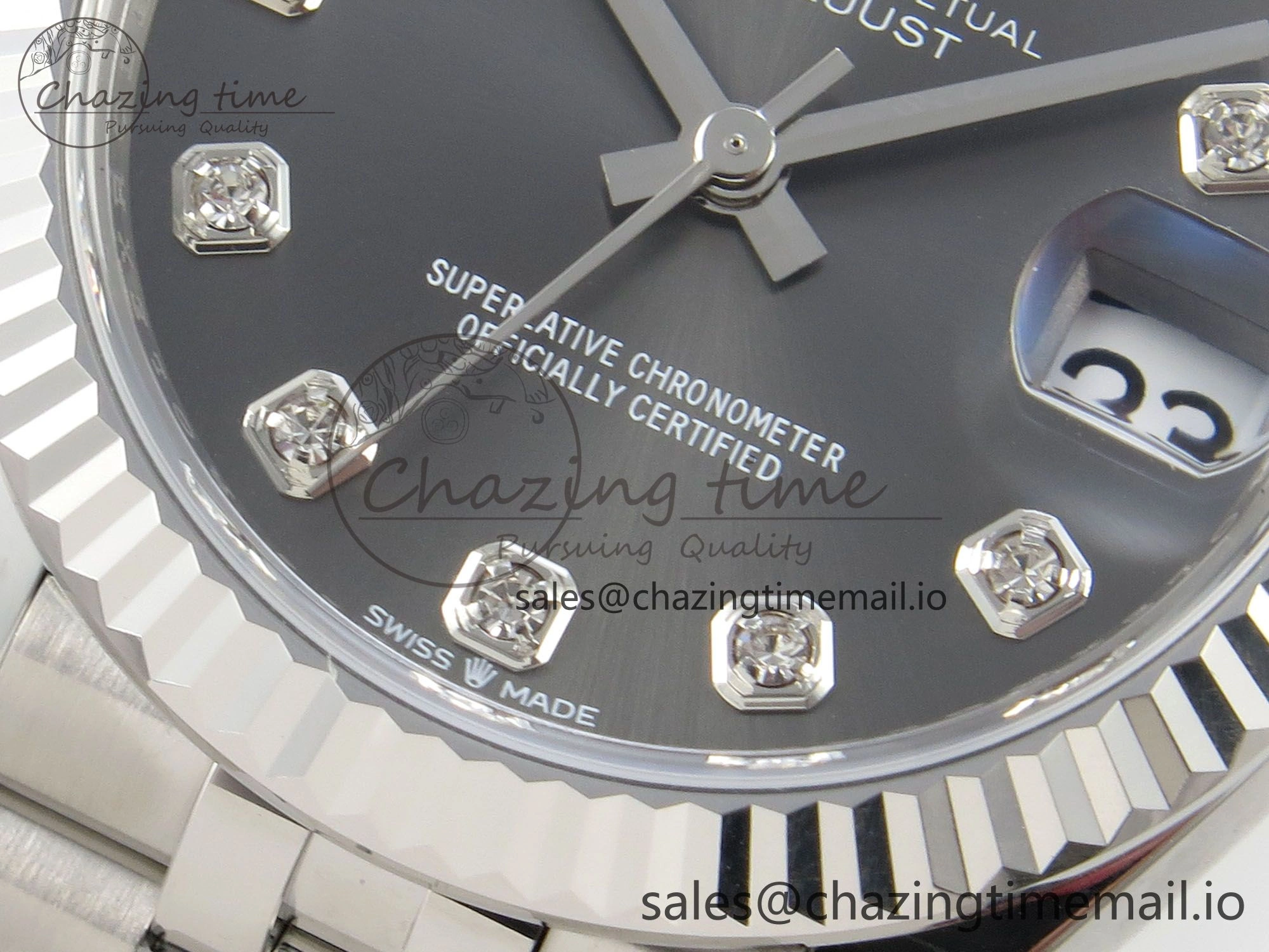 Durable DateJust 31 278274 THBF 1:1 Best Edition 904L Steel Gray Diamond Dial on SS Jubilee Bracelet HZ Cal. 5