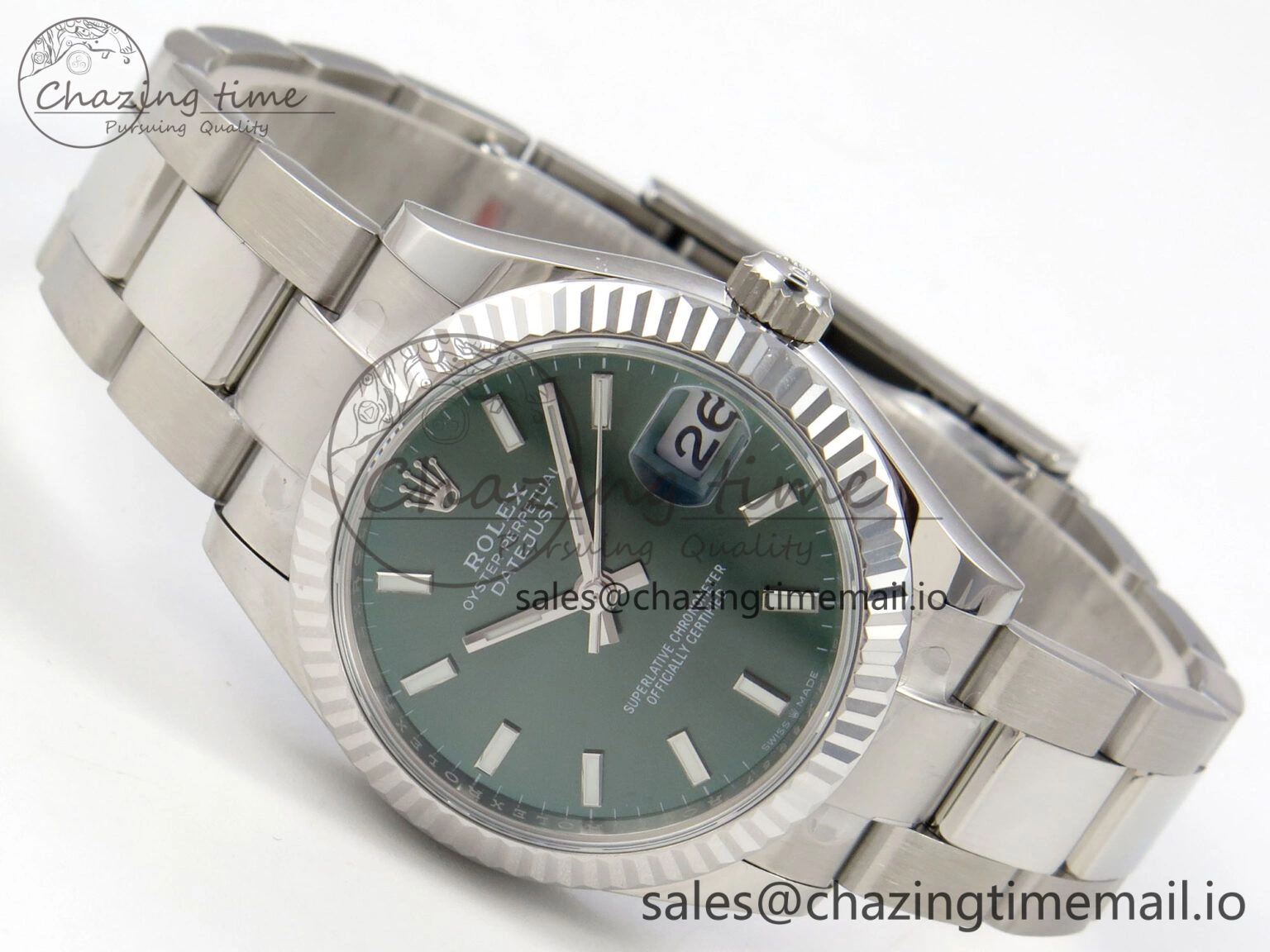 EyeCatching DateJust 31 278274 THBF 1:1 Best Edition 904L Steel Green Dial Stick Marker on SS Oyster Bracelet HZ Cal. 70