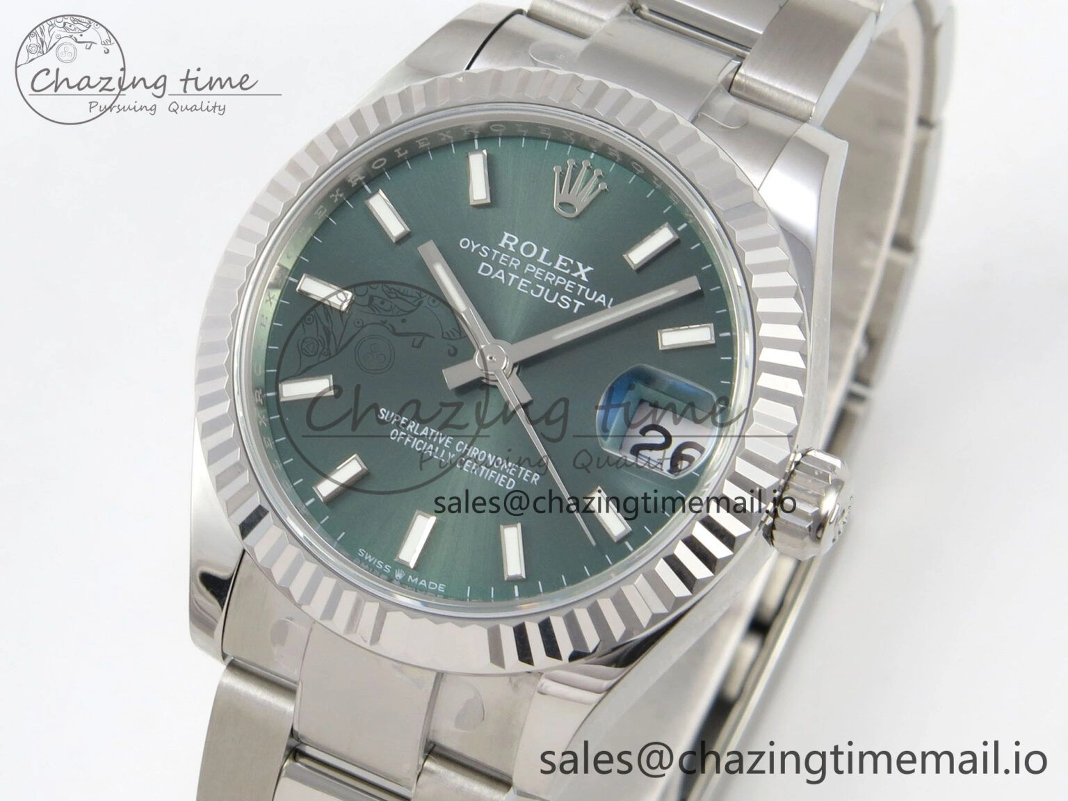 EyeCatching DateJust 31 278274 THBF 1:1 Best Edition 904L Steel Green Dial Stick Marker on SS Oyster Bracelet HZ Cal. 70