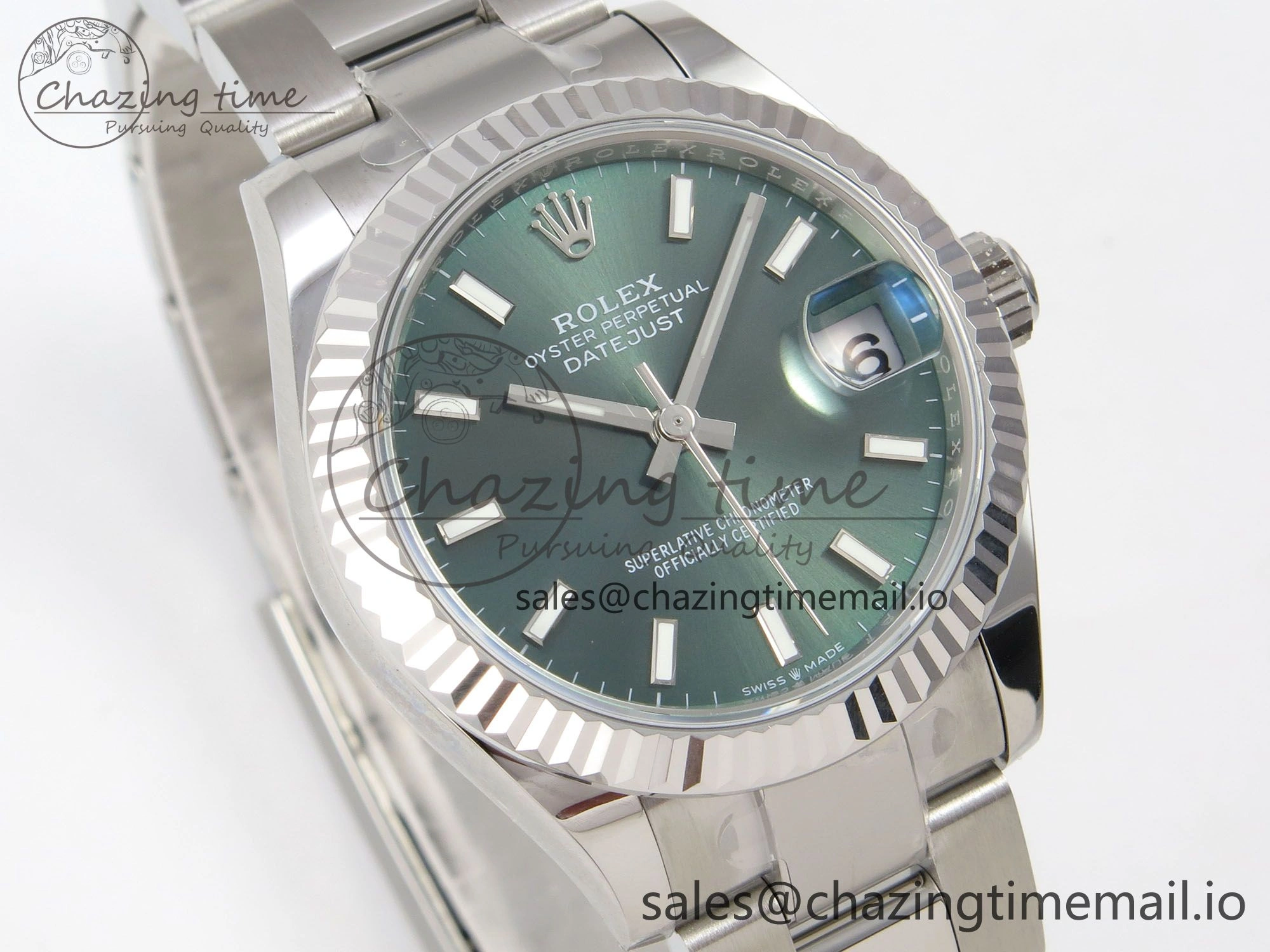 EyeCatching DateJust 31 278274 THBF 1:1 Best Edition 904L Steel Green Dial Stick Marker on SS Oyster Bracelet HZ Cal. 70