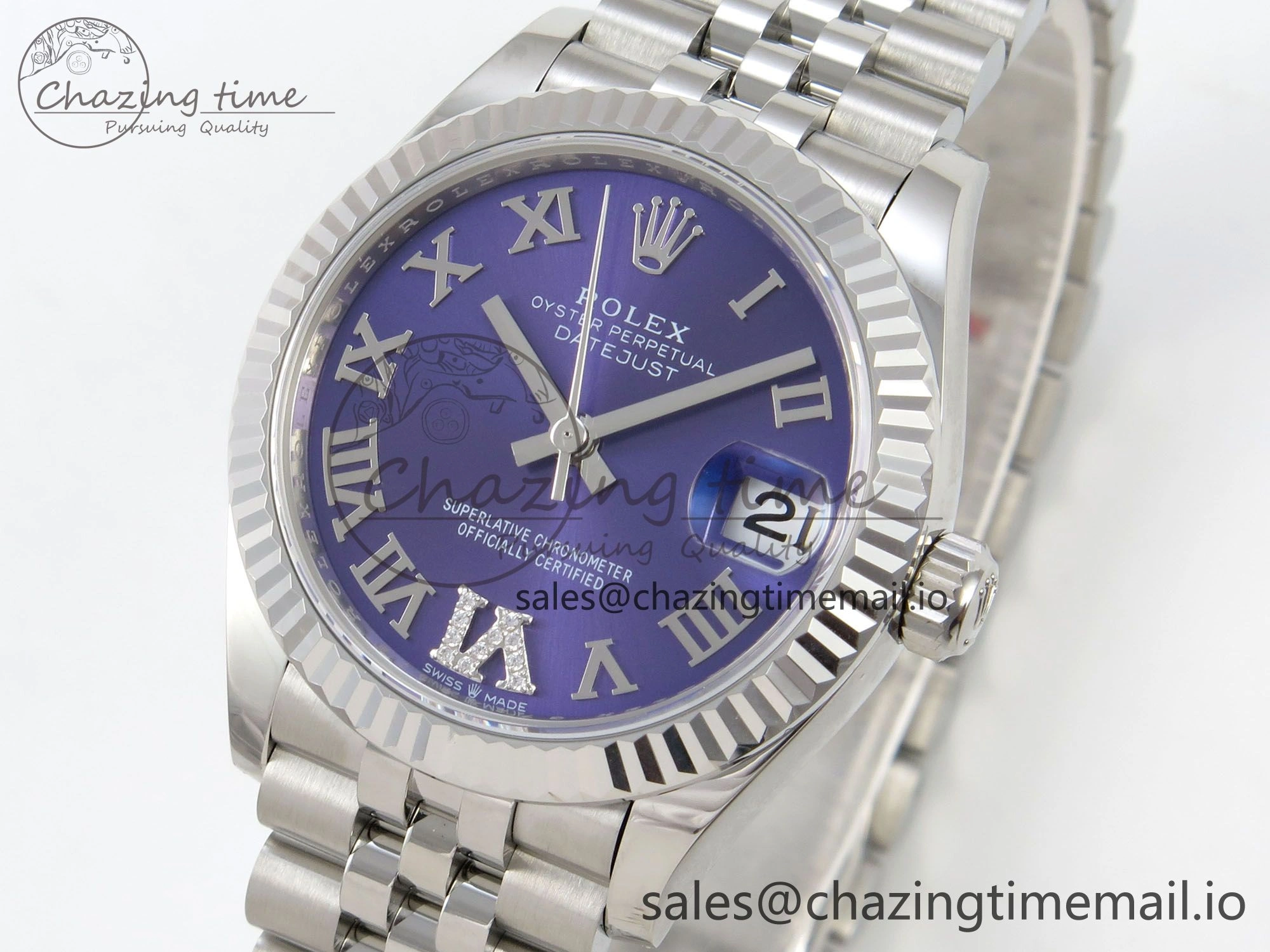Tailored DateJust 31 278274 THBF 1:1 Best Edition 904L Steel Purple Roman Dial on SS Jubilee Bracelet HZ Cal. 43