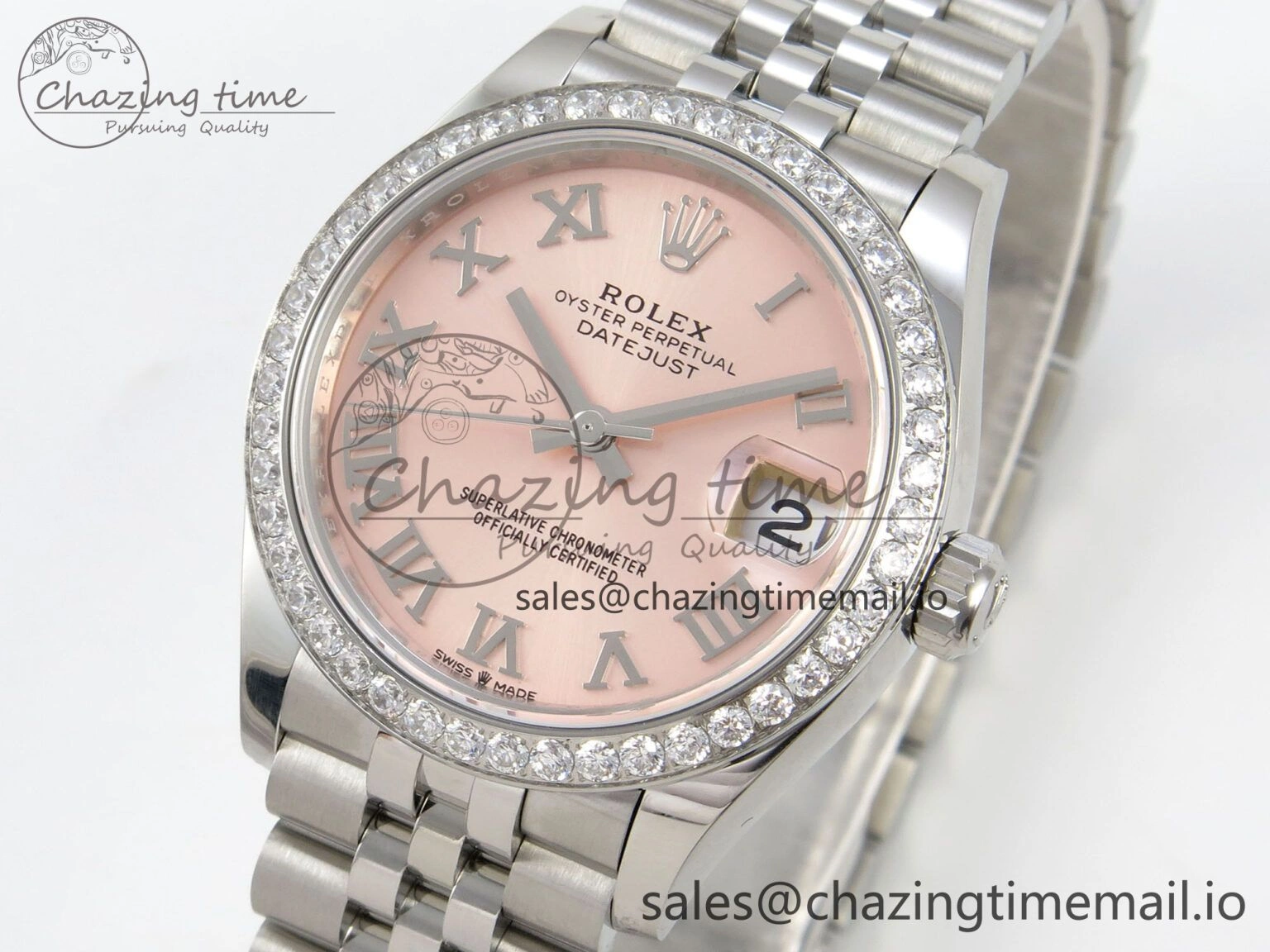 FreshLook DateJust 31 278274 THBF 1:1 Best Edition 904L Steel RG Roman Dial Diamonds Bezel on SS Jubilee Bracelet HZ Cal. 37