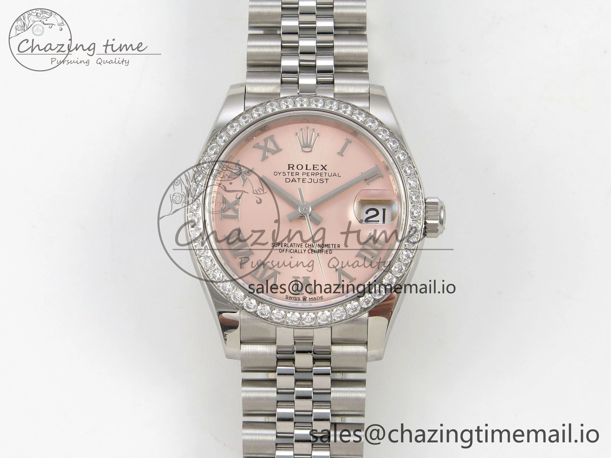 FreshLook DateJust 31 278274 THBF 1:1 Best Edition 904L Steel RG Roman Dial Diamonds Bezel on SS Jubilee Bracelet HZ Cal. 37