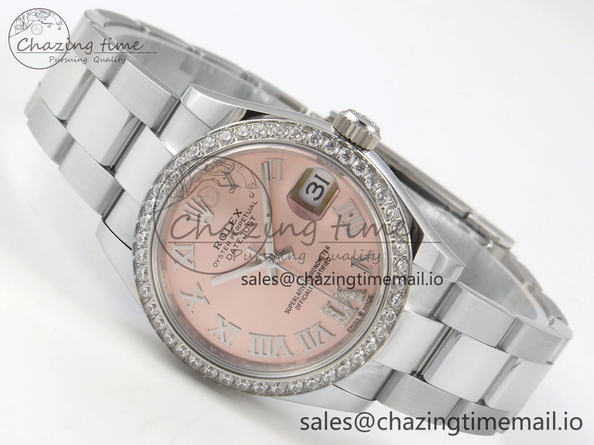 ModernLook DateJust 31 278274 THBF 1:1 Best Edition 904L Steel RG Roman Dial Diamonds Bezel on SS Oyster Bracelet HZ Cal. 11