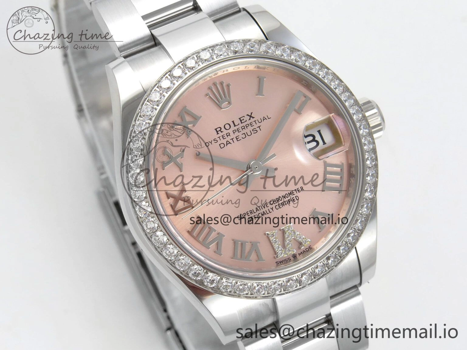 ModernLook DateJust 31 278274 THBF 1:1 Best Edition 904L Steel RG Roman Dial Diamonds Bezel on SS Oyster Bracelet HZ Cal. 11
