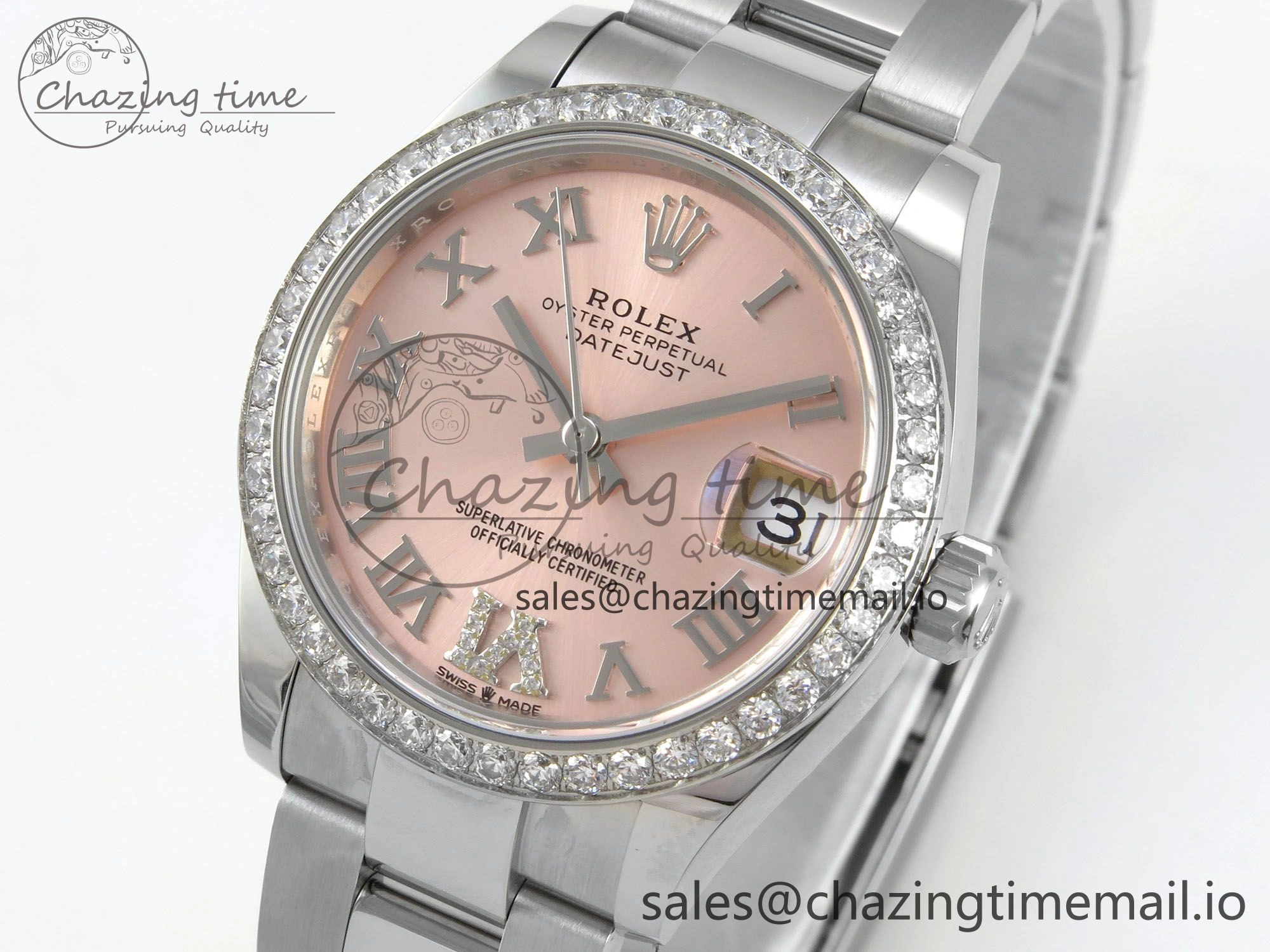 ModernLook DateJust 31 278274 THBF 1:1 Best Edition 904L Steel RG Roman Dial Diamonds Bezel on SS Oyster Bracelet HZ Cal. 11