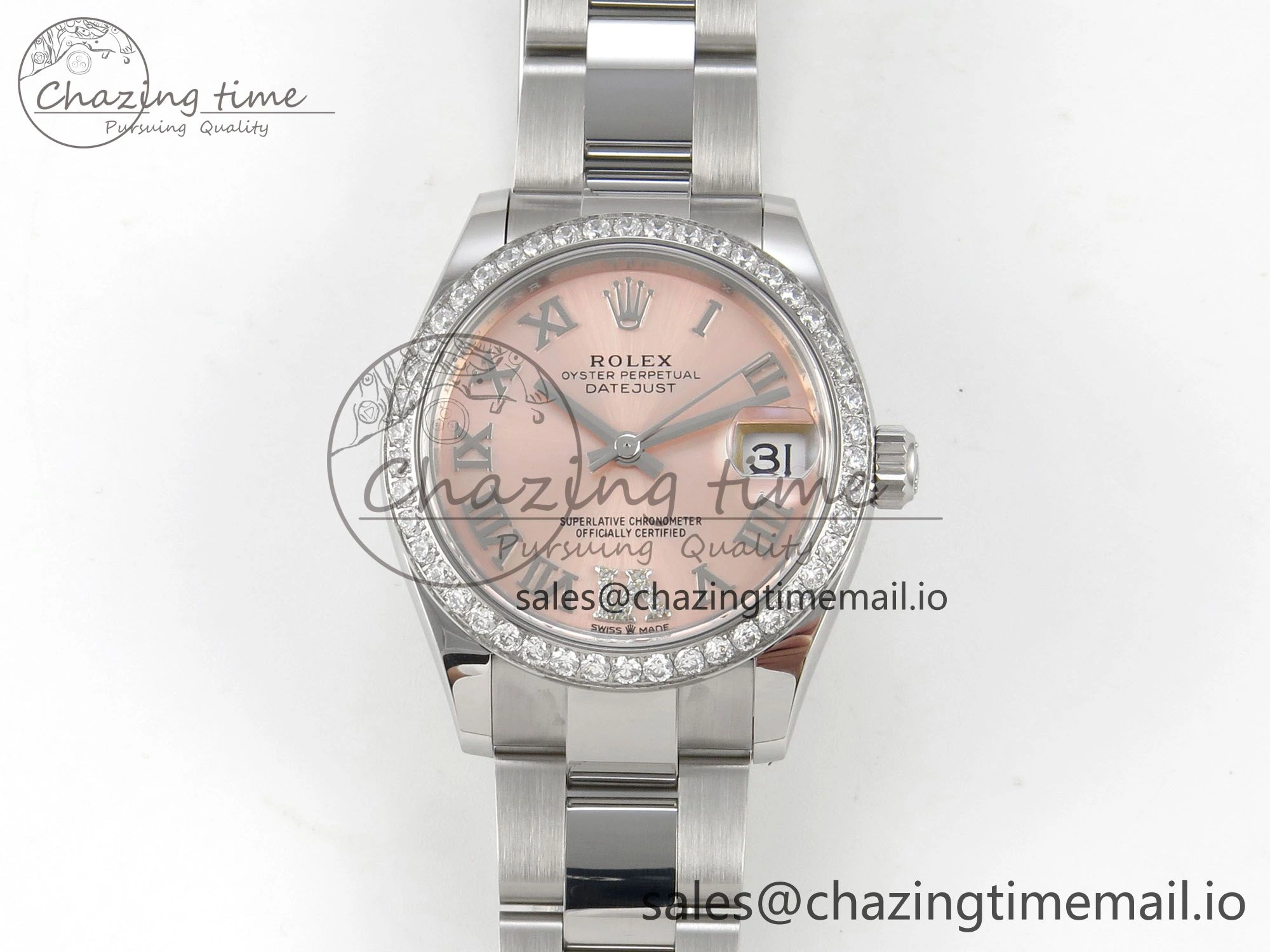 ModernLook DateJust 31 278274 THBF 1:1 Best Edition 904L Steel RG Roman Dial Diamonds Bezel on SS Oyster Bracelet HZ Cal. 11