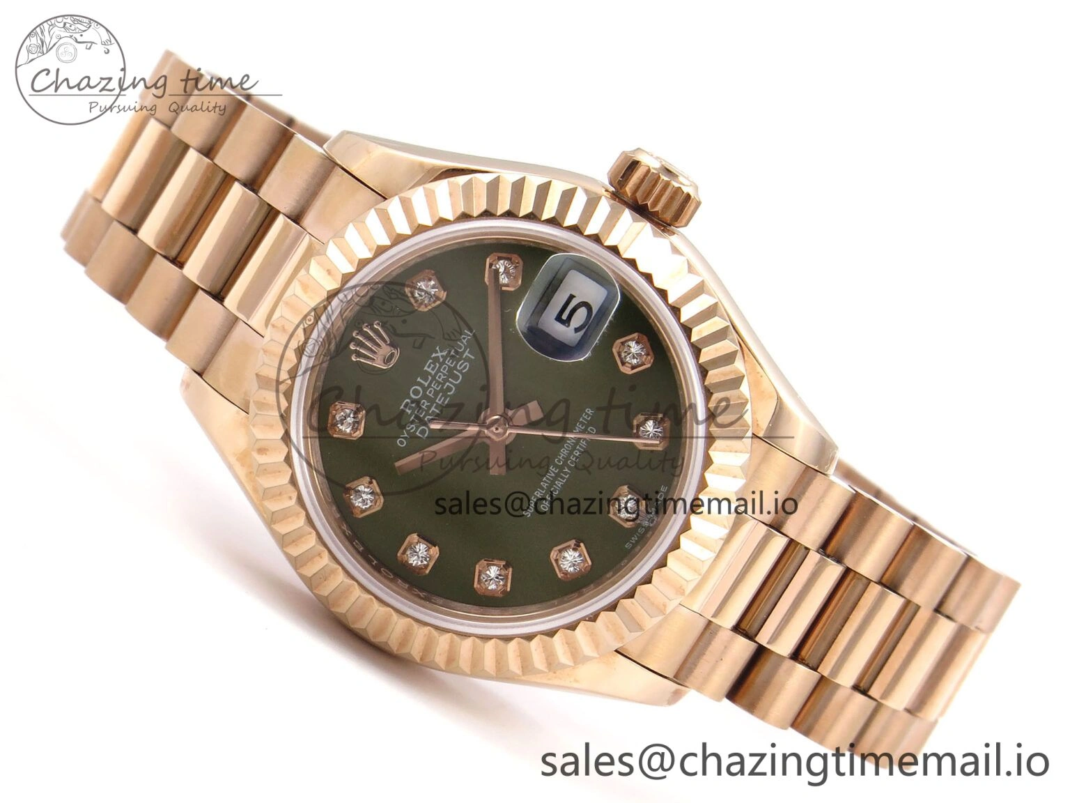 Thermal DateJust 31 278275 RG GMF 1:1 Best Edition 904L Steel Green Diamonds Dial on Jubilee Bracelet A 1144