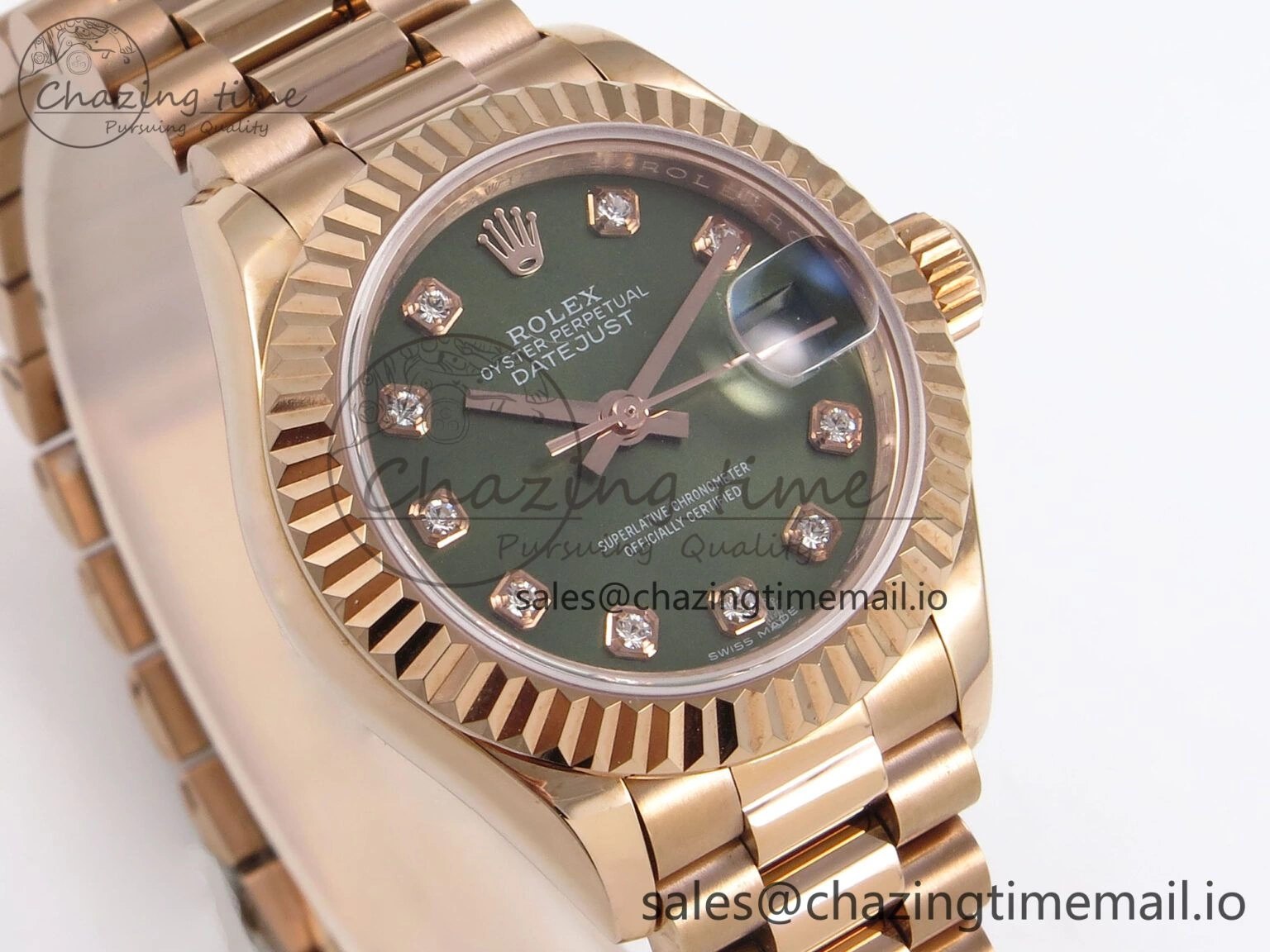 Thermal DateJust 31 278275 RG GMF 1:1 Best Edition 904L Steel Green Diamonds Dial on Jubilee Bracelet A 1144
