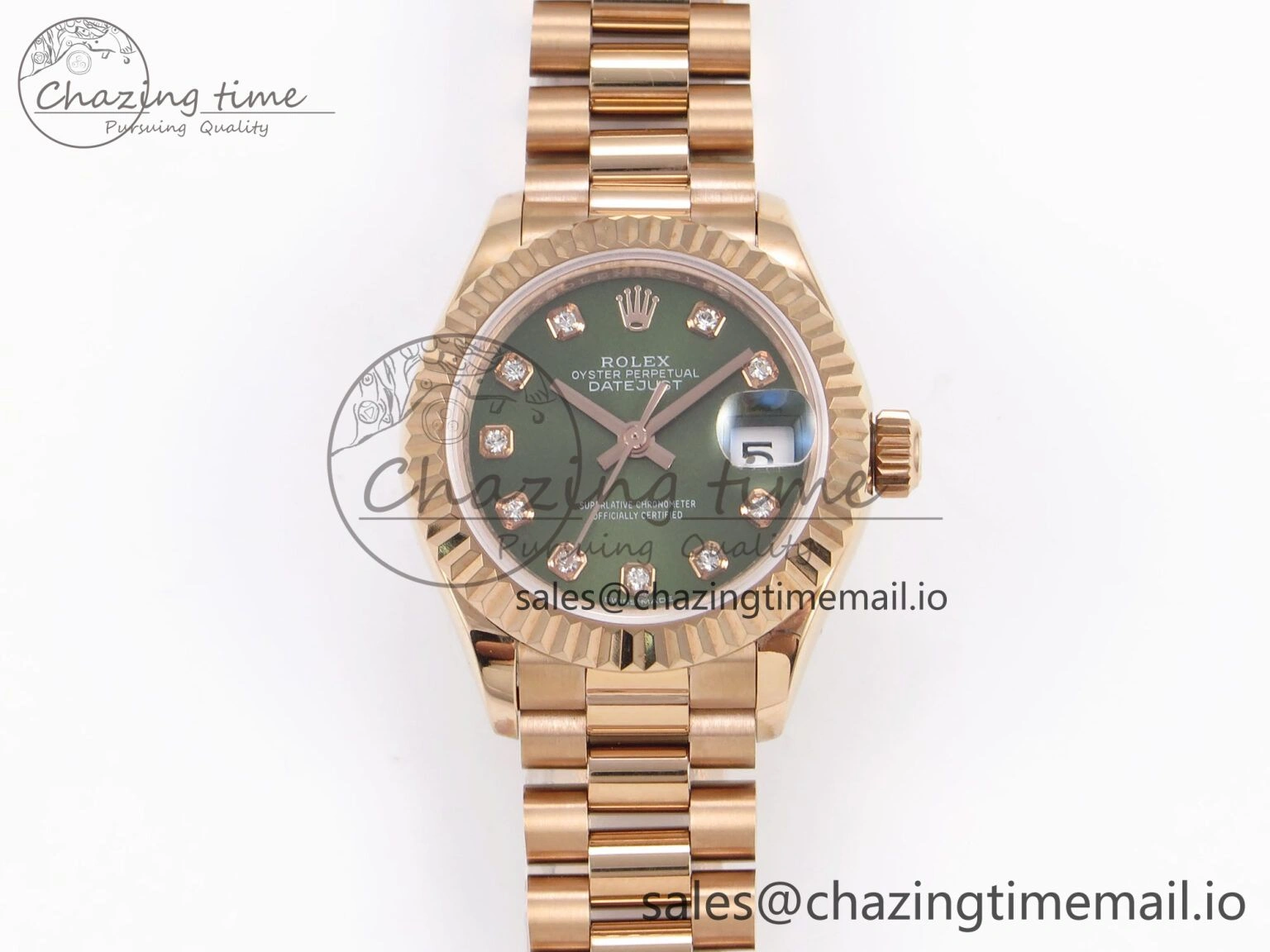 Thermal DateJust 31 278275 RG GMF 1:1 Best Edition 904L Steel Green Diamonds Dial on Jubilee Bracelet A 1144