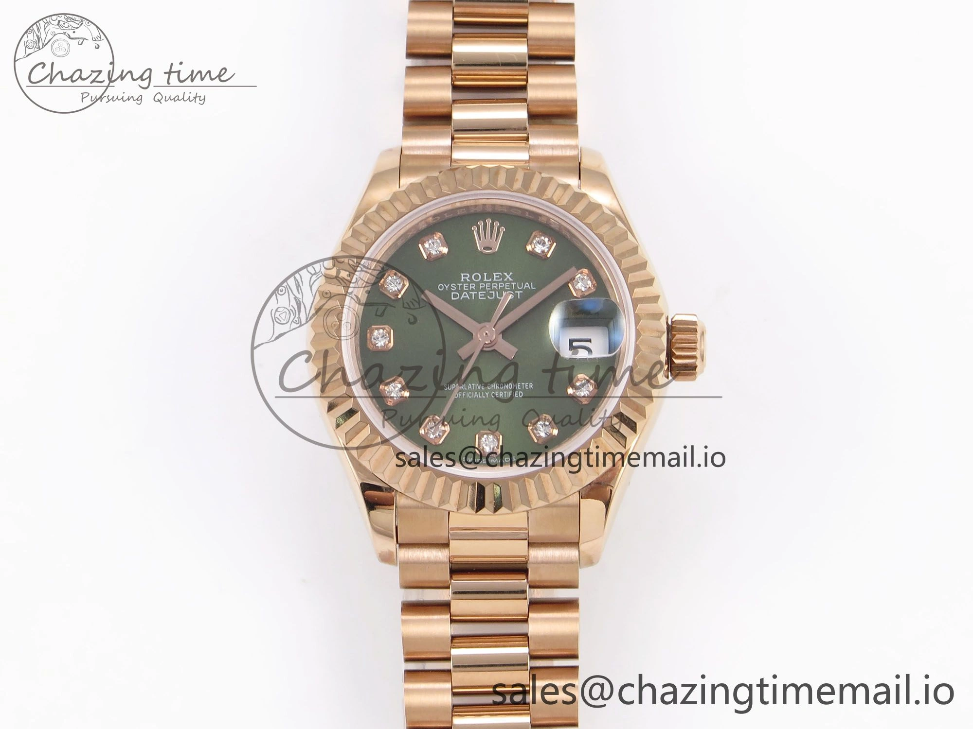 Thermal DateJust 31 278275 RG GMF 1:1 Best Edition 904L Steel Green Diamonds Dial on Jubilee Bracelet A 1144