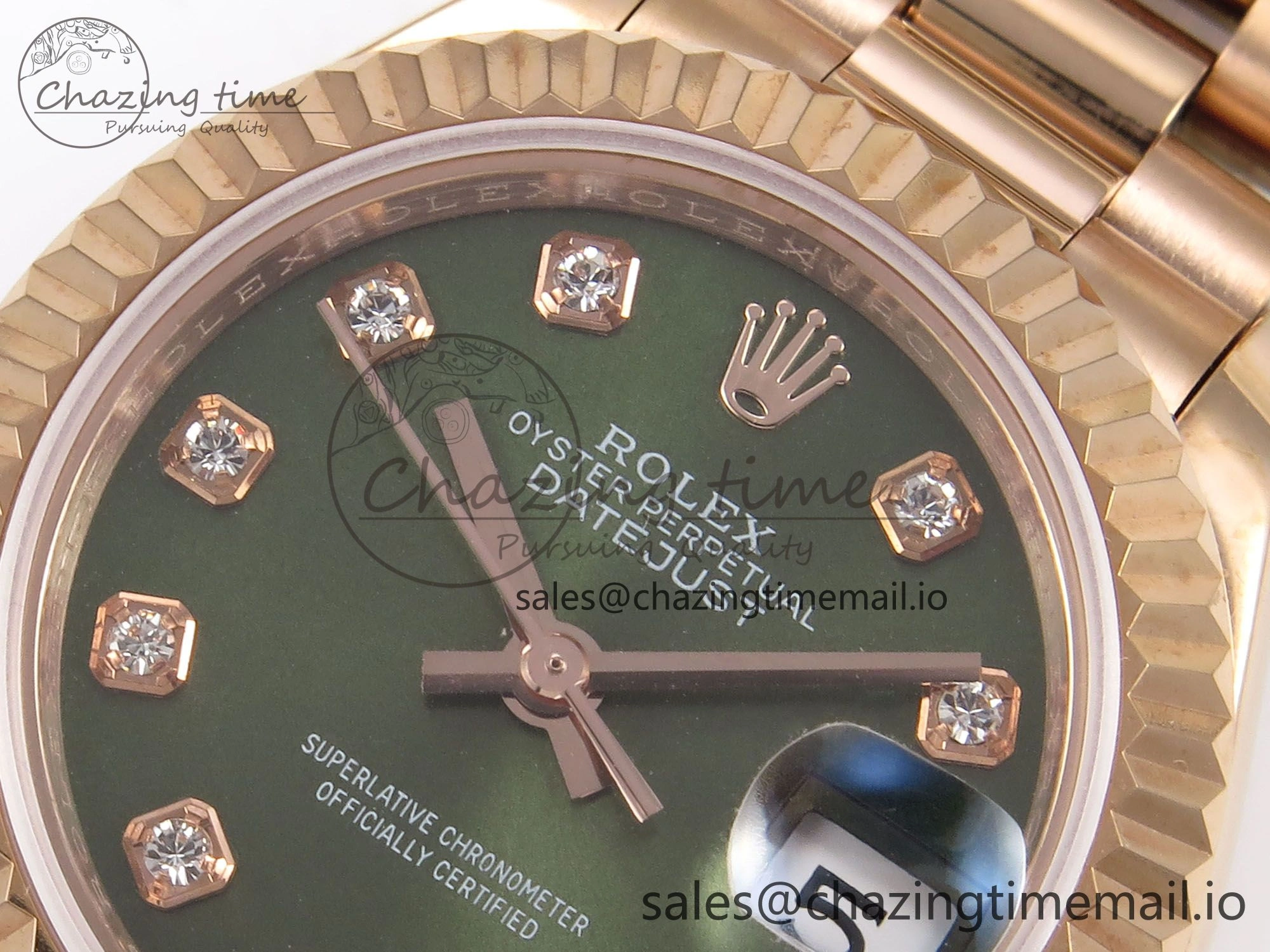 Thermal DateJust 31 278275 RG GMF 1:1 Best Edition 904L Steel Green Diamonds Dial on Jubilee Bracelet A 1144