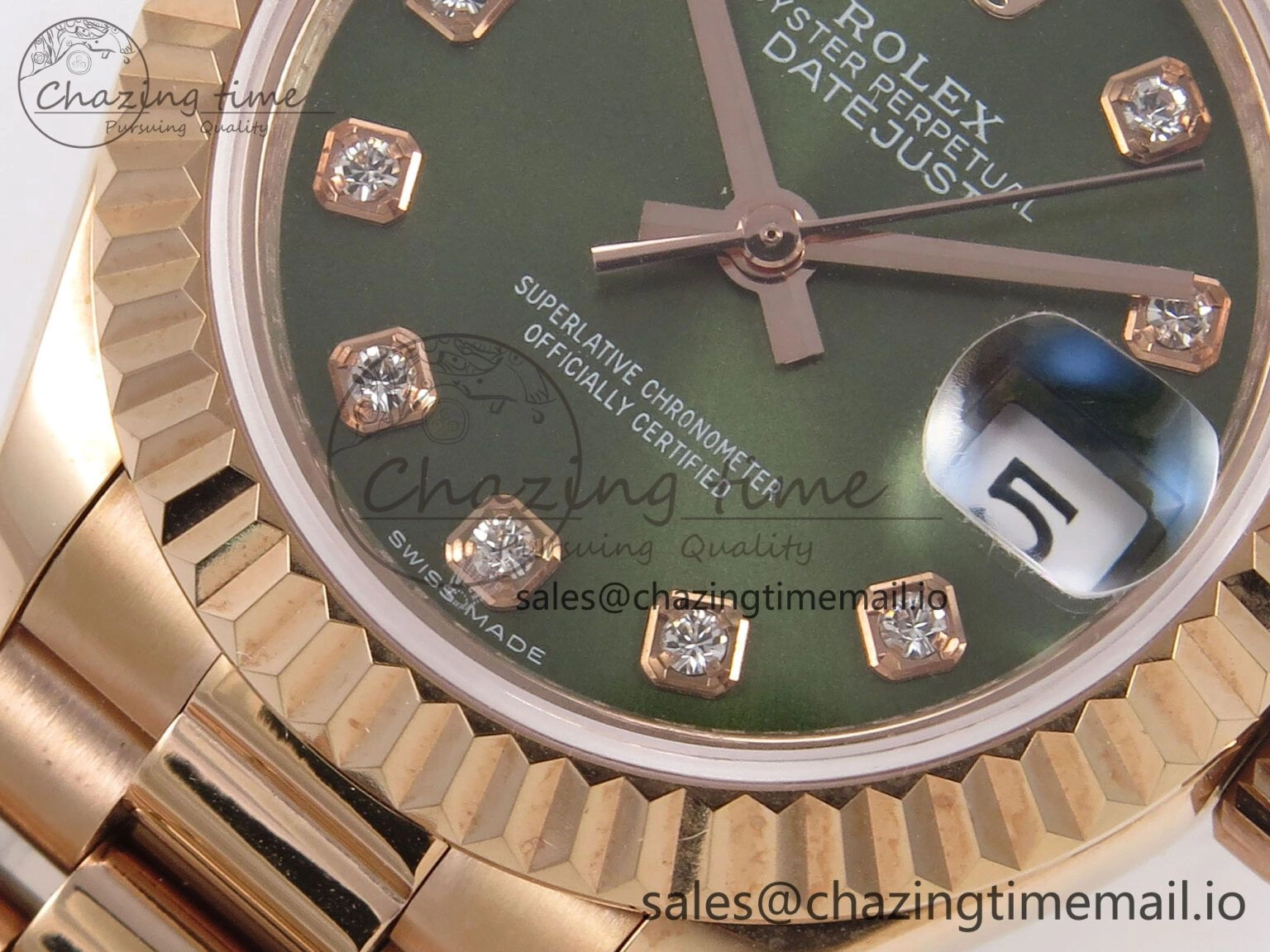 Thermal DateJust 31 278275 RG GMF 1:1 Best Edition 904L Steel Green Diamonds Dial on Jubilee Bracelet A 1144