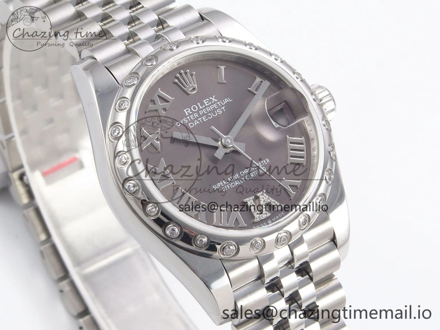 UrbanChic DateJust 31 278344RBR SS GMF 1:1 Best Edition 904L Steel Gray Roman Diamonds Dial on Jubilee Bracelet A 1159