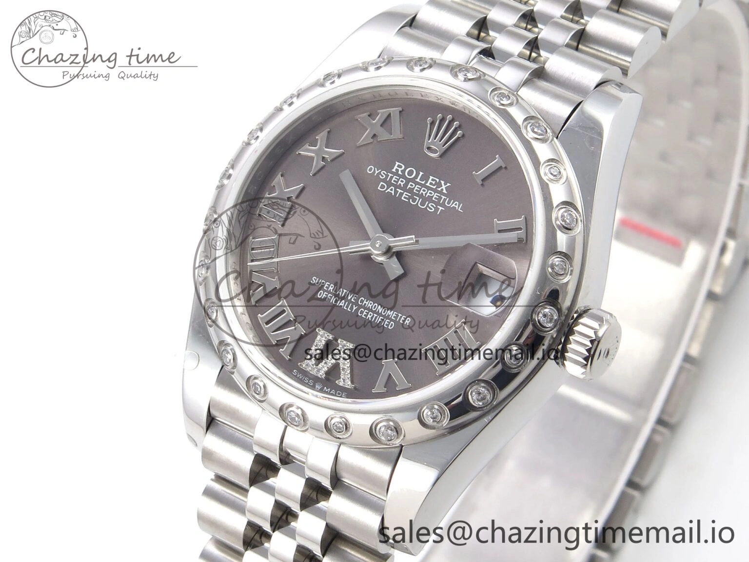 UrbanChic DateJust 31 278344RBR SS GMF 1:1 Best Edition 904L Steel Gray Roman Diamonds Dial on Jubilee Bracelet A 1159