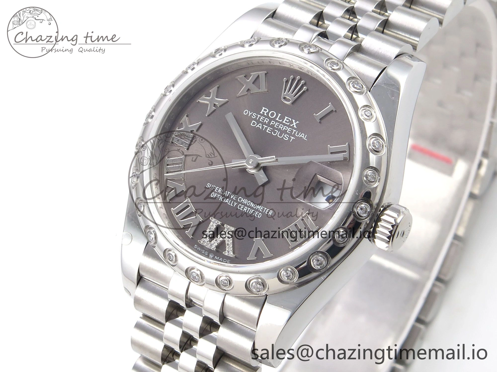 UrbanChic DateJust 31 278344RBR SS GMF 1:1 Best Edition 904L Steel Gray Roman Diamonds Dial on Jubilee Bracelet A 1159