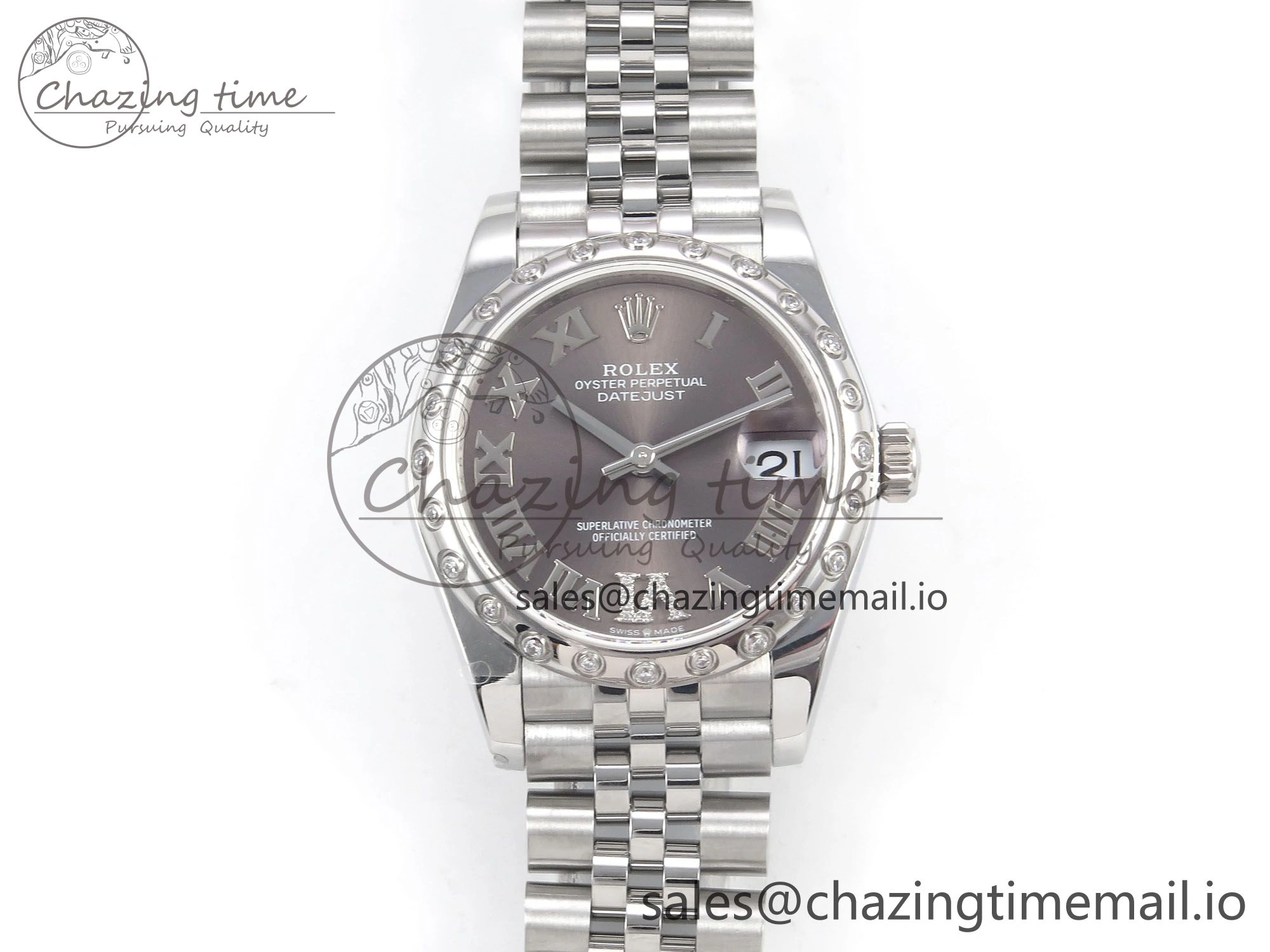 UrbanChic DateJust 31 278344RBR SS GMF 1:1 Best Edition 904L Steel Gray Roman Diamonds Dial on Jubilee Bracelet A 1159