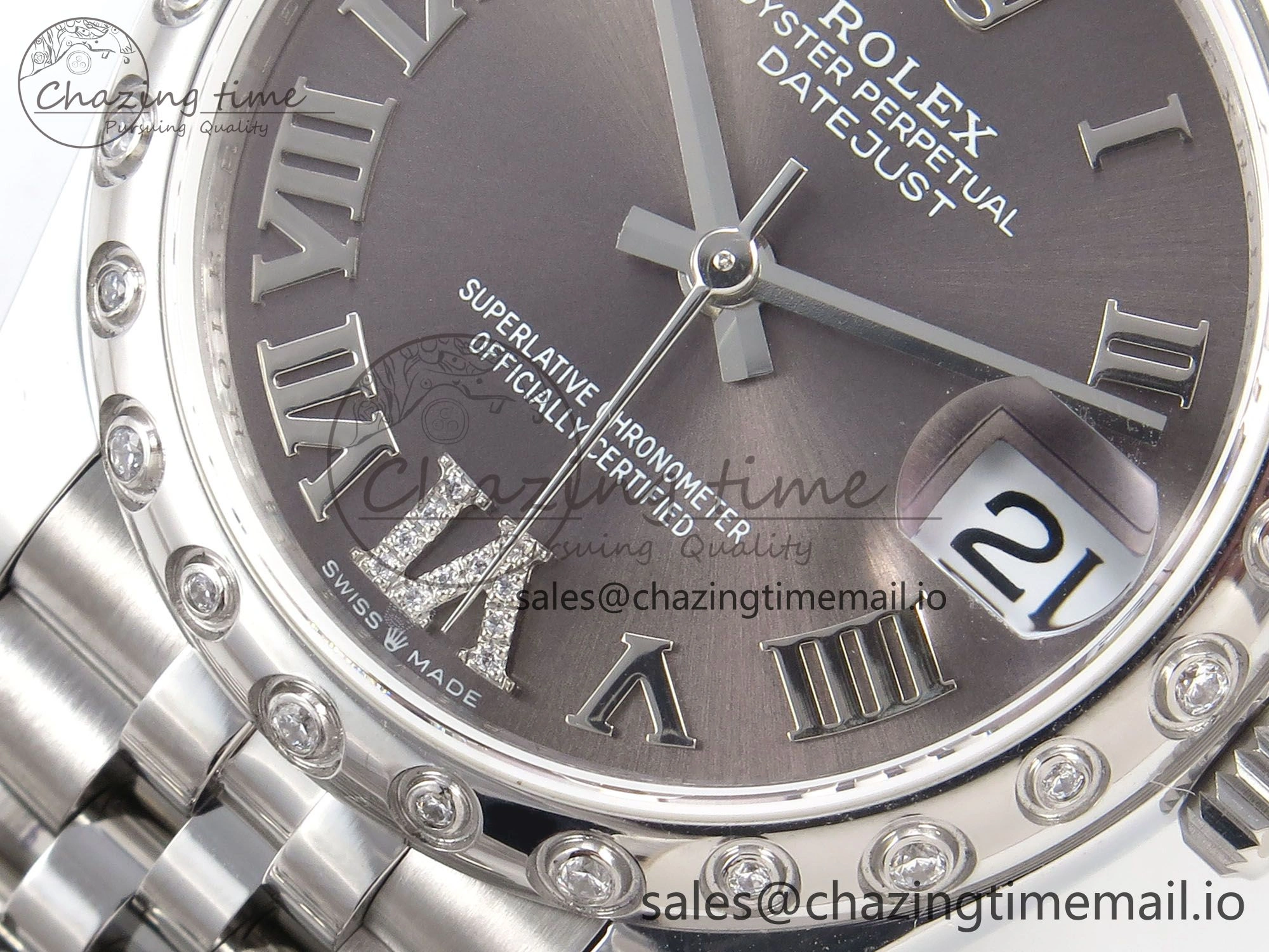 UrbanChic DateJust 31 278344RBR SS GMF 1:1 Best Edition 904L Steel Gray Roman Diamonds Dial on Jubilee Bracelet A 1159