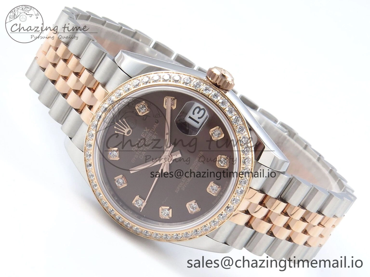 DateJust 31 278381RBR ARF 1:1 Best Edition 904L Steel Brown Diamonds Dial Diamonds Bezel on SS RG Jubilee Bracelet ETA Stylish 394