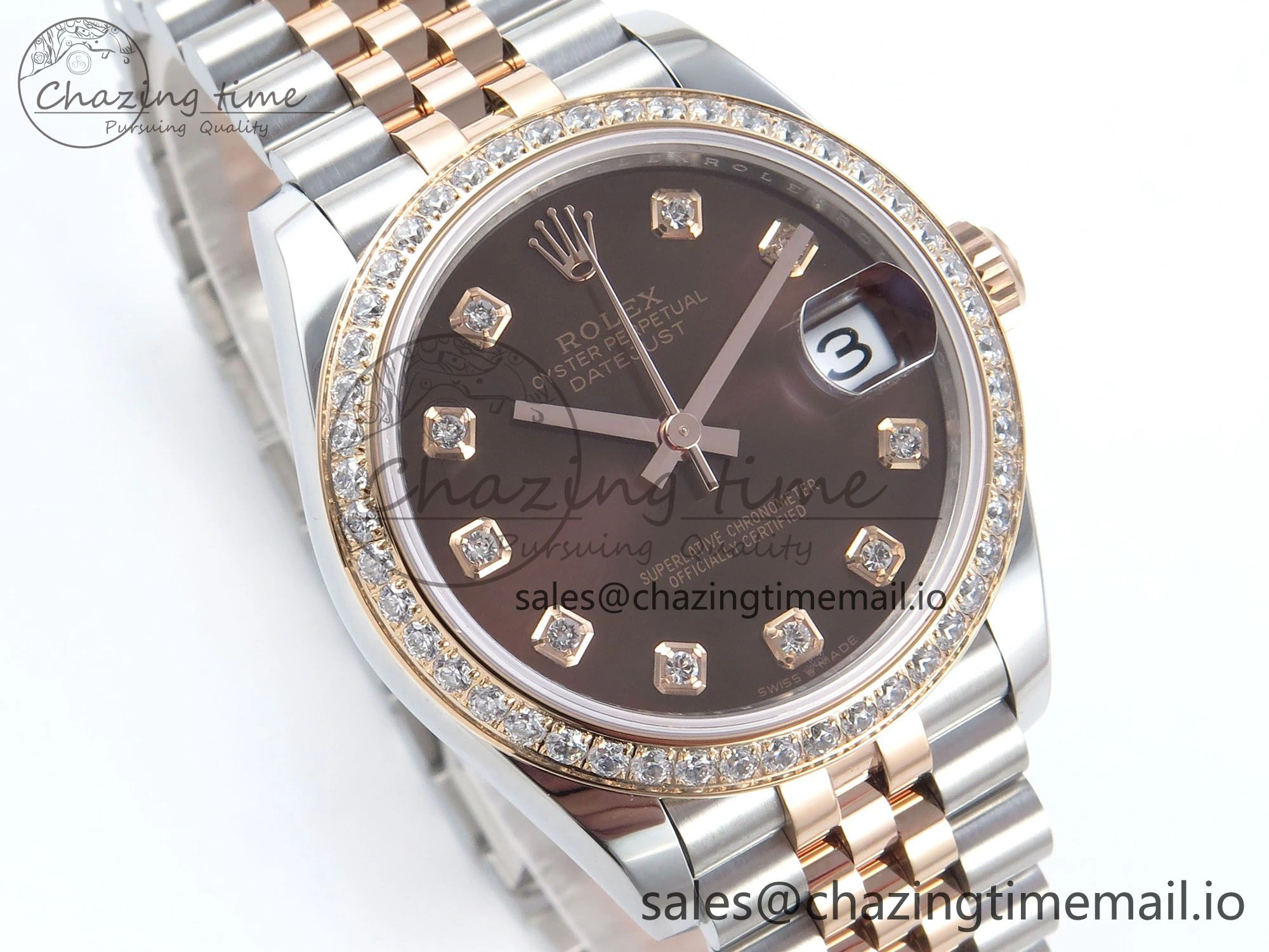 DateJust 31 278381RBR ARF 1:1 Best Edition 904L Steel Brown Diamonds Dial Diamonds Bezel on SS RG Jubilee Bracelet ETA Stylish 394