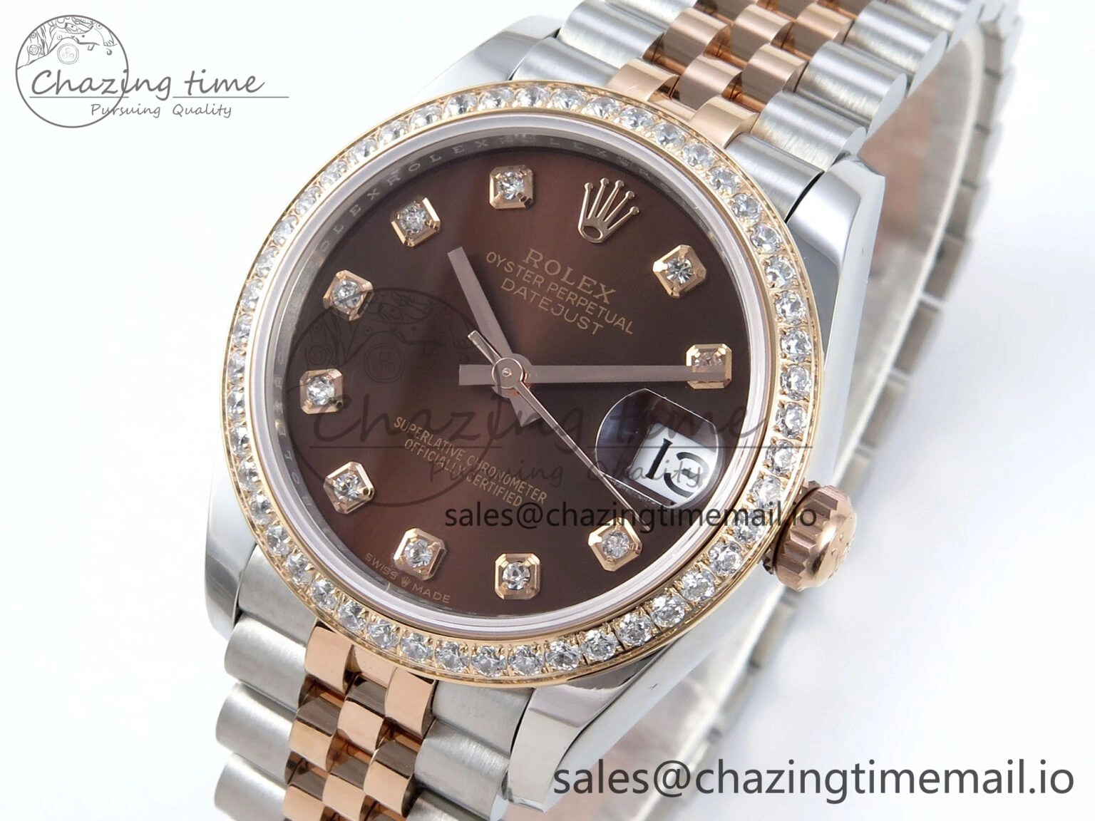 DateJust 31 278381RBR ARF 1:1 Best Edition 904L Steel Brown Diamonds Dial Diamonds Bezel on SS RG Jubilee Bracelet ETA Stylish 394