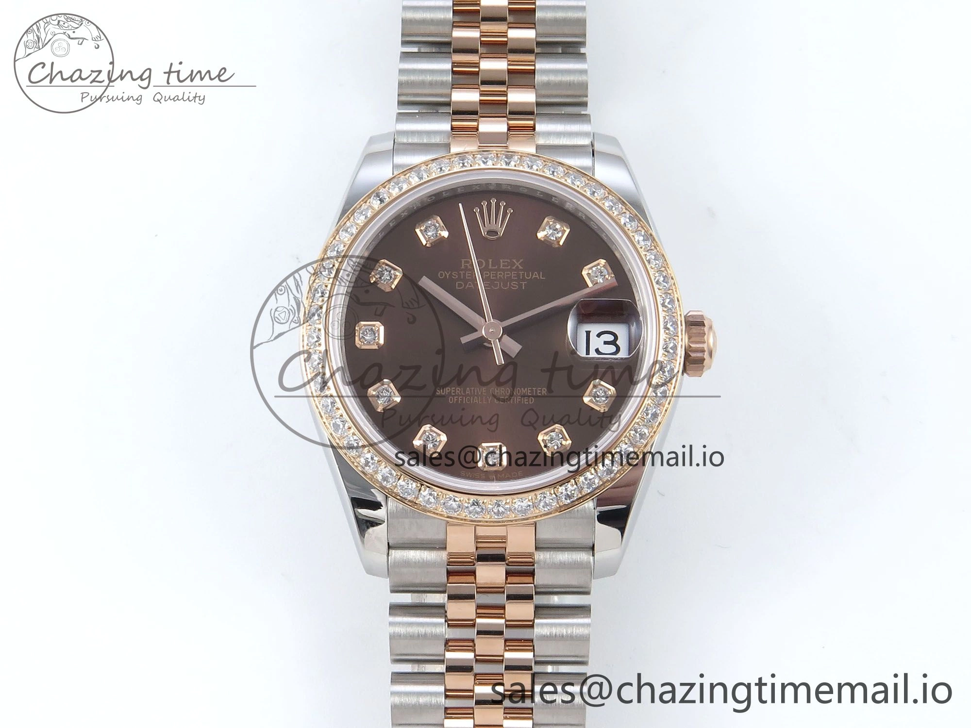 DateJust 31 278381RBR ARF 1:1 Best Edition 904L Steel Brown Diamonds Dial Diamonds Bezel on SS RG Jubilee Bracelet ETA Stylish 394