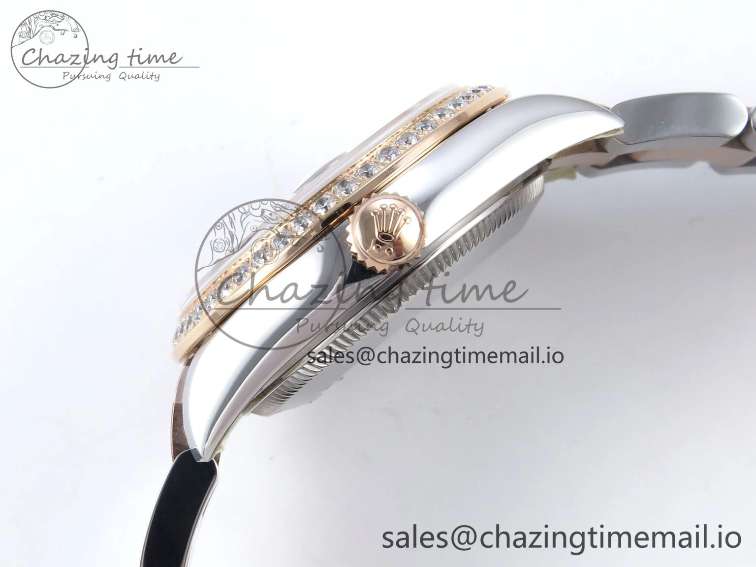 EyeCatching DateJust 31 278381RBR ARF 1:1 Best Edition 904L Steel Brown Diamonds Dial Diamonds Bezel on SS RG Oyster Bracelet ETA 373