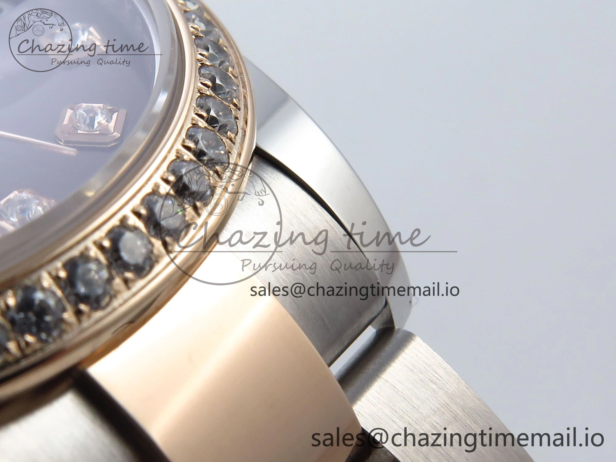 EyeCatching DateJust 31 278381RBR ARF 1:1 Best Edition 904L Steel Brown Diamonds Dial Diamonds Bezel on SS RG Oyster Bracelet ETA 373