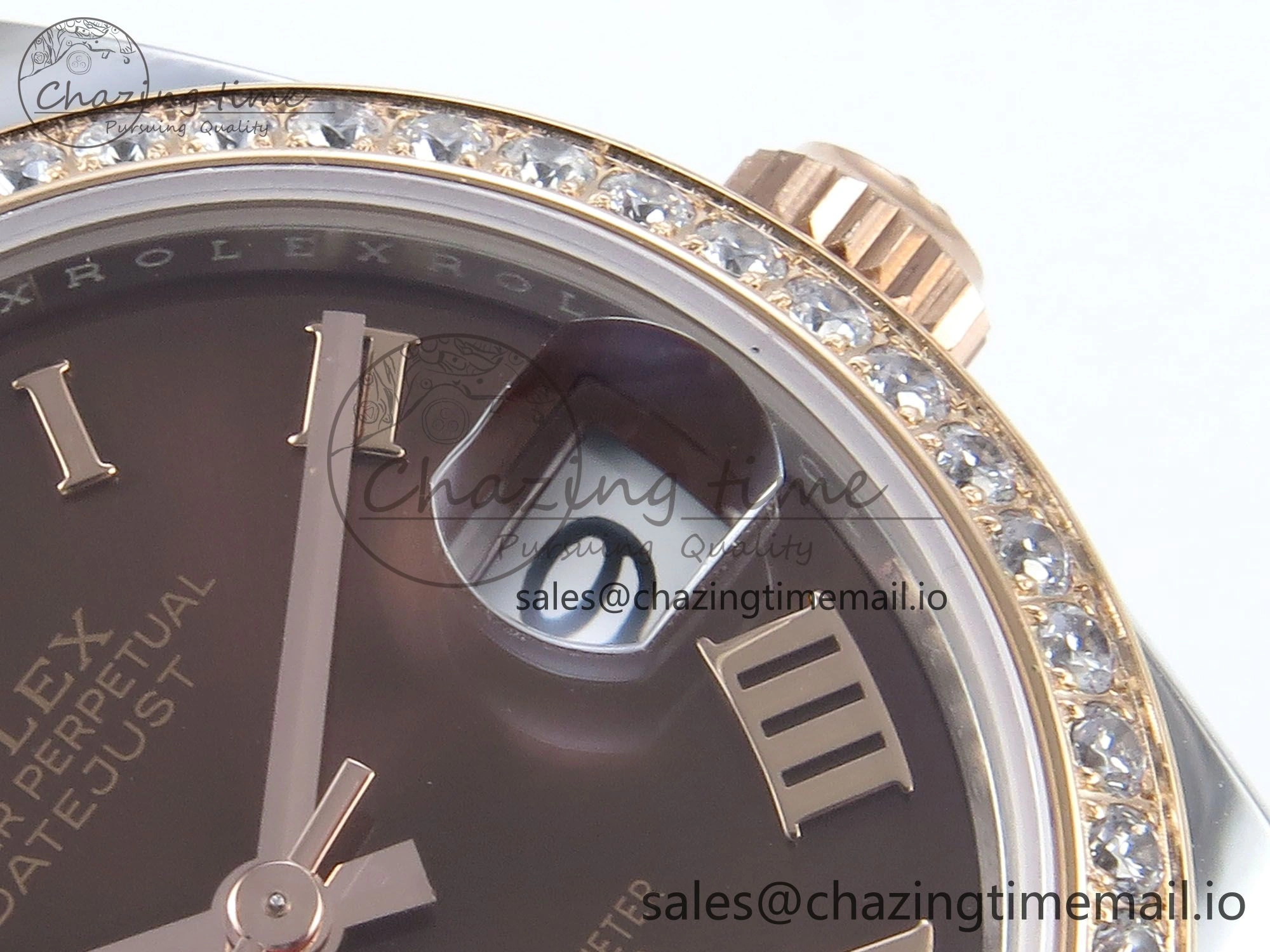 Durable DateJust 31 278381RBR ARF 1:1 Best Edition 904L Steel Brown Roman Diamonds Dial Diamonds Bezel on SS RG Jubilee Bracelet ETA 396