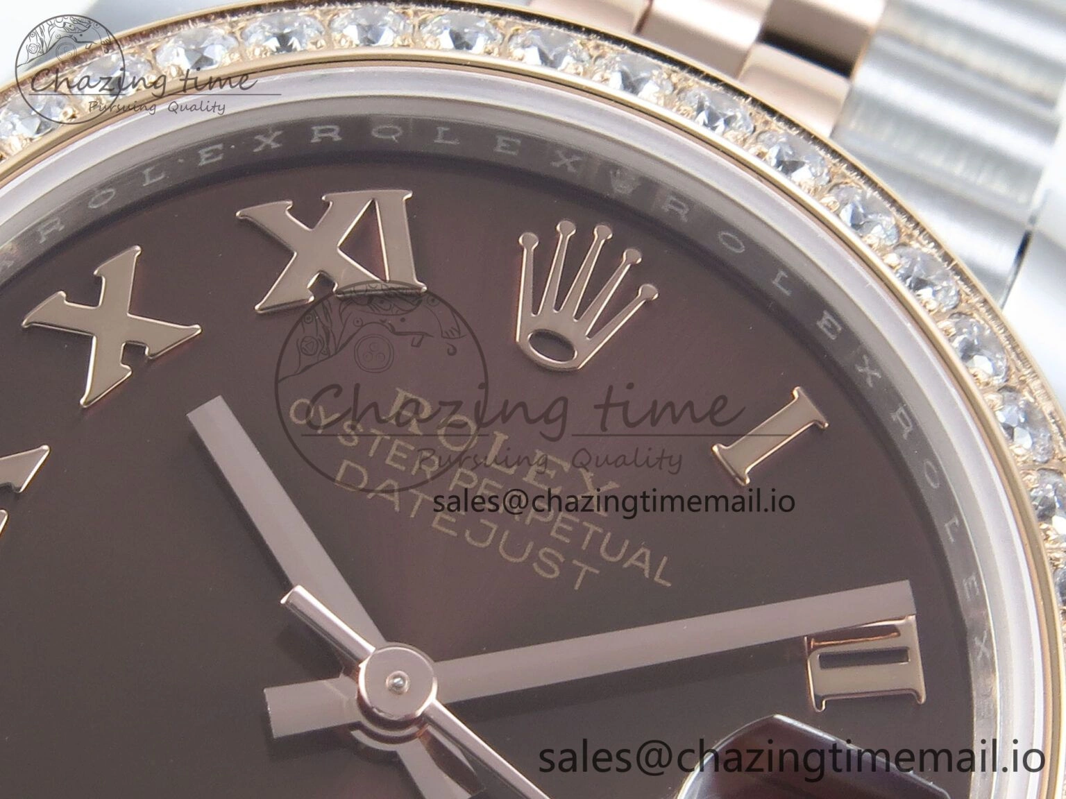 Durable DateJust 31 278381RBR ARF 1:1 Best Edition 904L Steel Brown Roman Diamonds Dial Diamonds Bezel on SS RG Jubilee Bracelet ETA 396