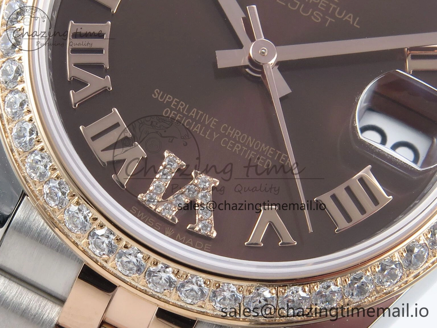 Durable DateJust 31 278381RBR ARF 1:1 Best Edition 904L Steel Brown Roman Diamonds Dial Diamonds Bezel on SS RG Jubilee Bracelet ETA 396