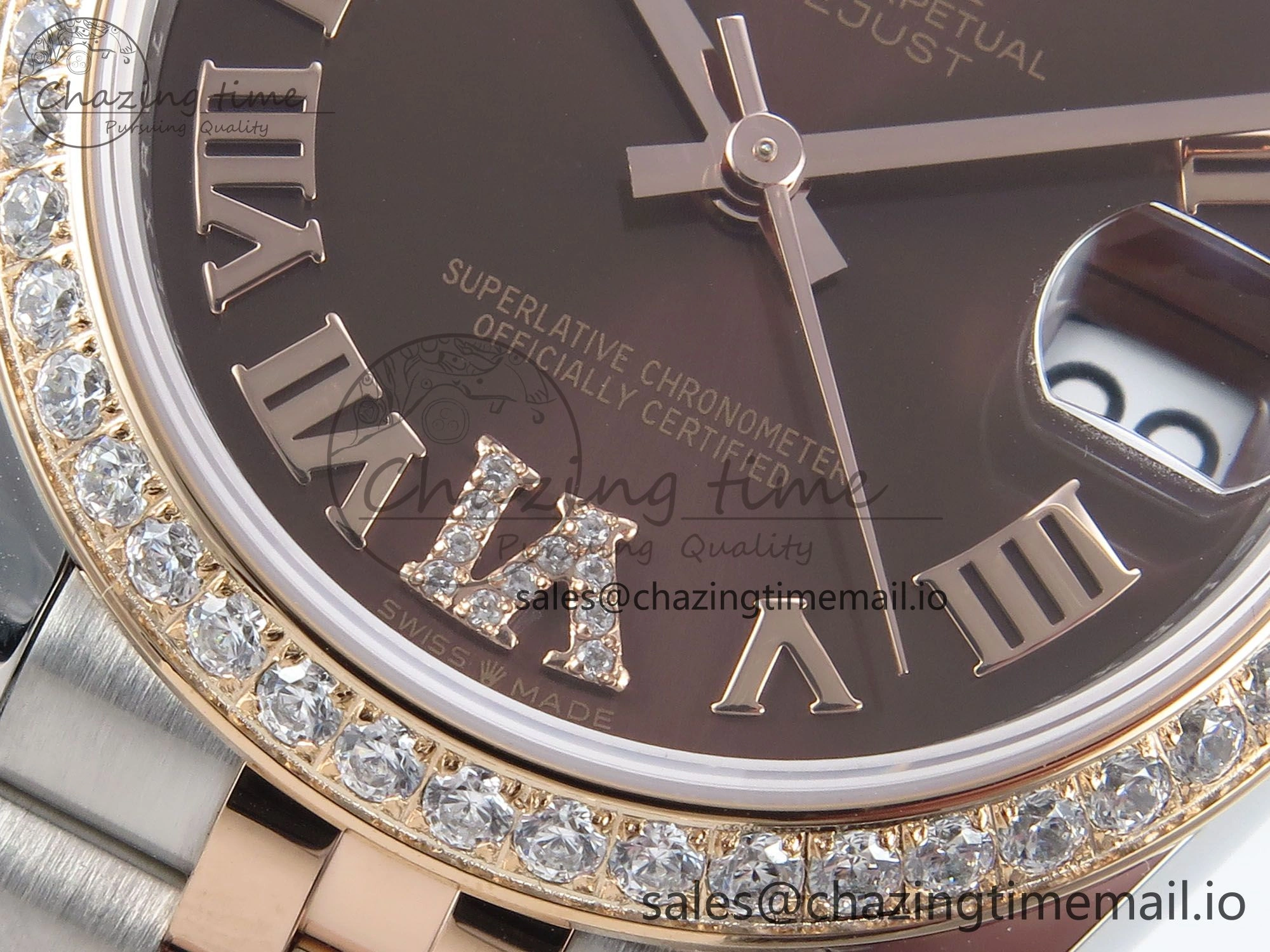 Durable DateJust 31 278381RBR ARF 1:1 Best Edition 904L Steel Brown Roman Diamonds Dial Diamonds Bezel on SS RG Jubilee Bracelet ETA 396