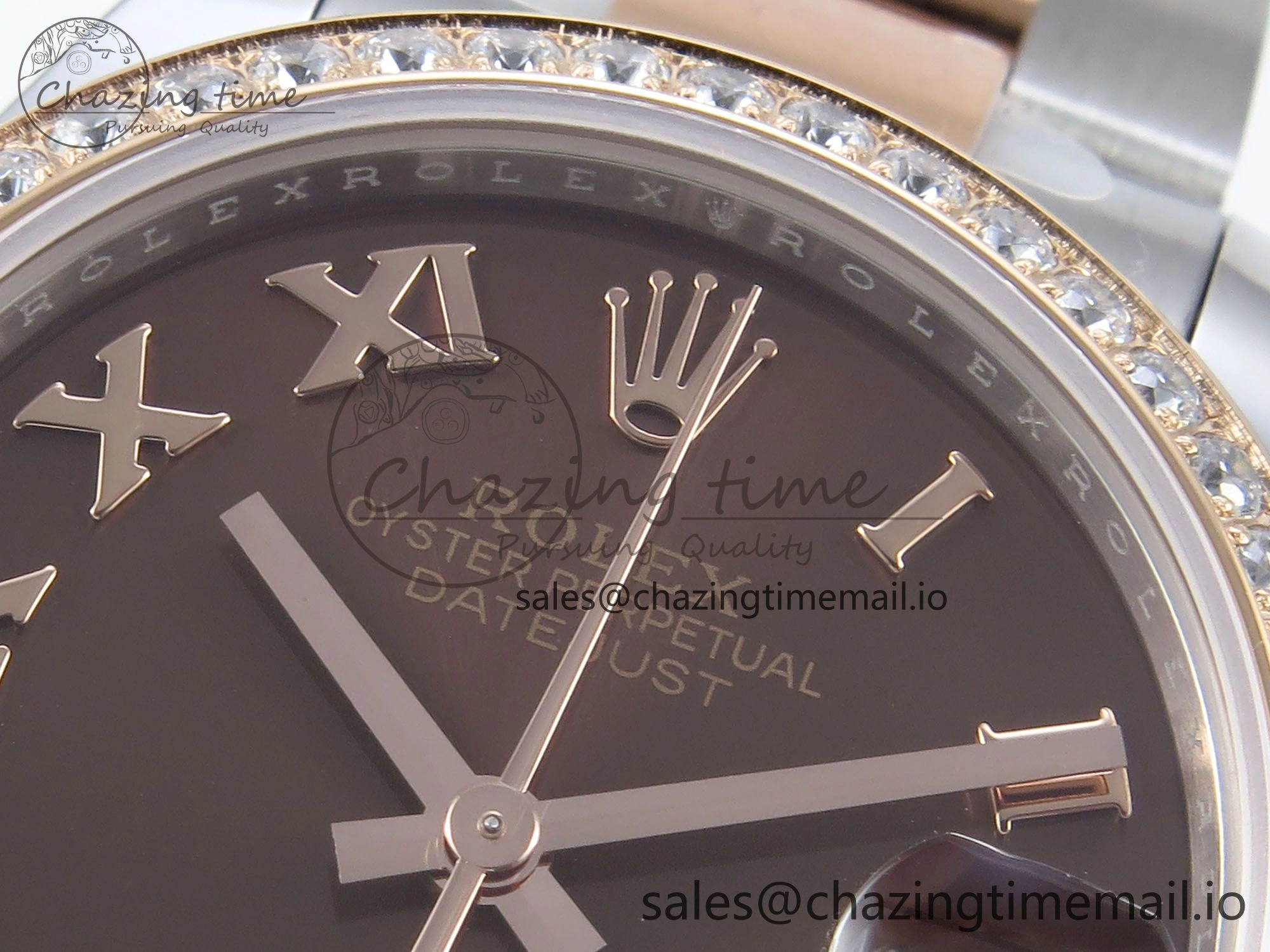Lightweight DateJust 31 278381RBR ARF 1:1 Best Edition 904L Steel Brown Roman Diamonds Dial Diamonds Bezel on SS RG Oyster Bracelet ETA 385
