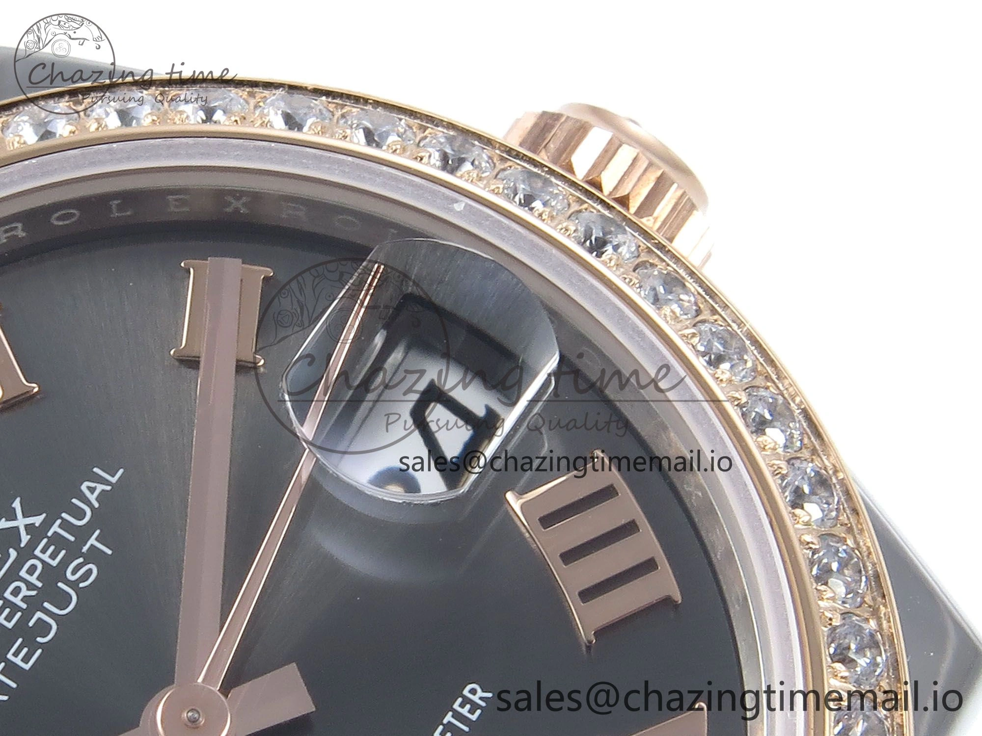 DateJust 31 278381RBR ARF 1:1 Best Edition 904L Steel Gray Roman Diamonds Dial Diamonds Bezel on SS RG Jubilee Bracelet ETA Compact 386