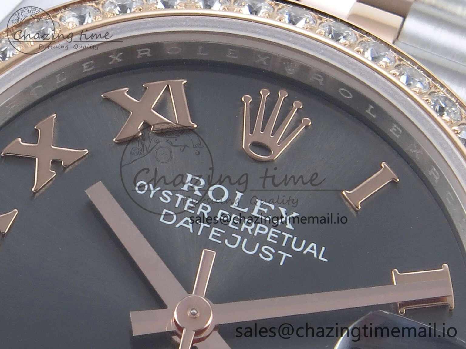 DateJust 31 278381RBR ARF 1:1 Best Edition 904L Steel Gray Roman Diamonds Dial Diamonds Bezel on SS RG Jubilee Bracelet ETA Compact 386