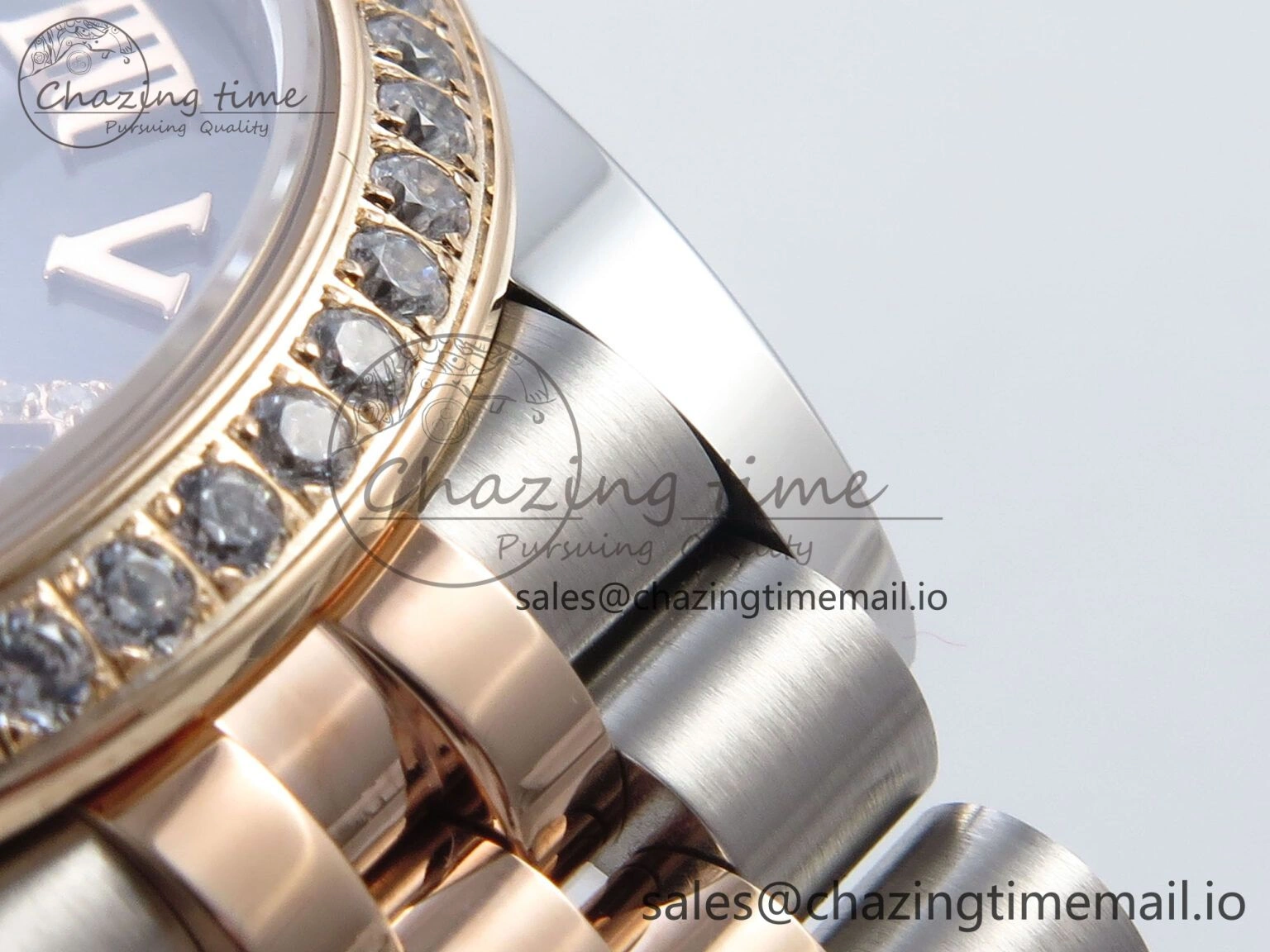 DateJust 31 278381RBR ARF 1:1 Best Edition 904L Steel Gray Roman Diamonds Dial Diamonds Bezel on SS RG Jubilee Bracelet ETA Compact 386
