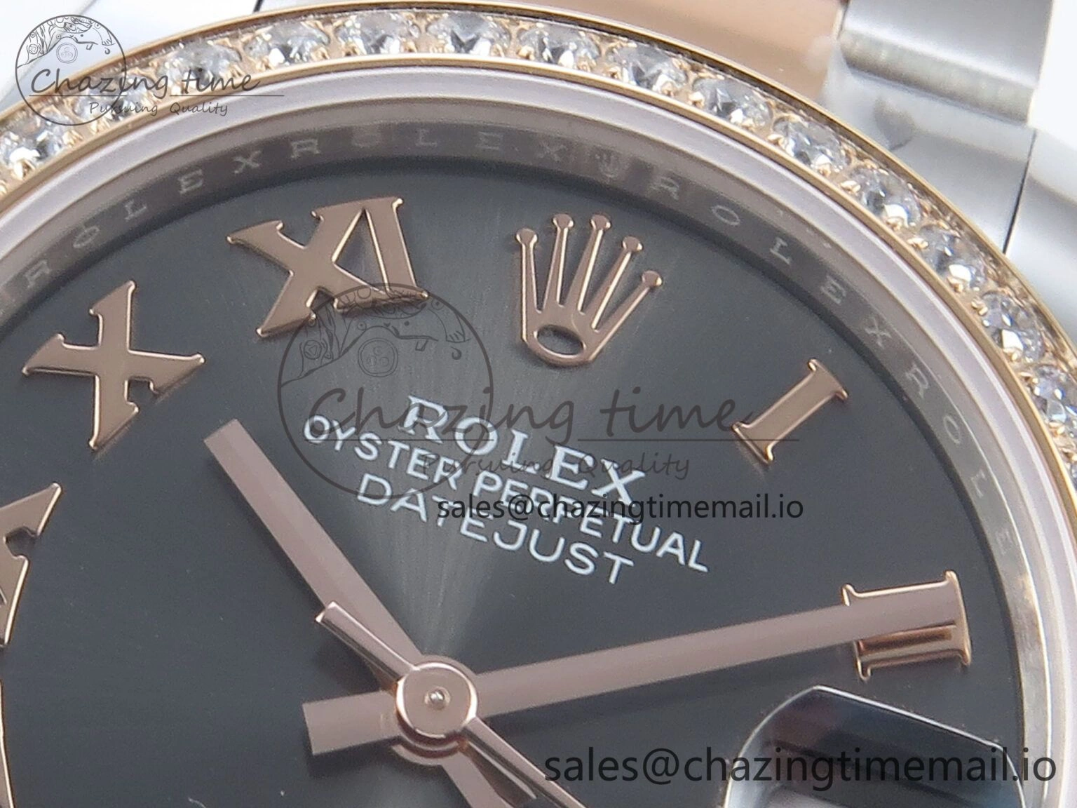 DateJust 31 278381RBR ARF 1:1 Best Edition 904L Steel Gray Roman Diamonds Dial Diamonds Bezel on SS RG Oyster Bracelet ETA AllSeason 375