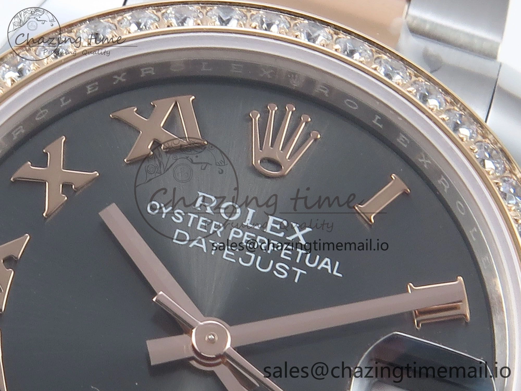 DateJust 31 278381RBR ARF 1:1 Best Edition 904L Steel Gray Roman Diamonds Dial Diamonds Bezel on SS RG Oyster Bracelet ETA AllSeason 375