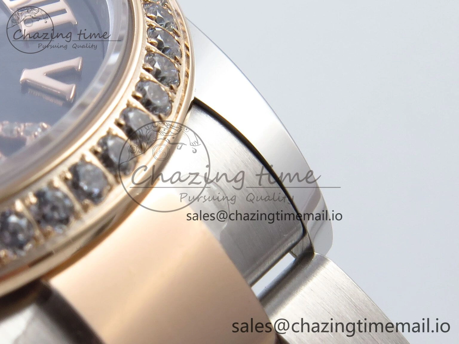 DateJust 31 278381RBR ARF 1:1 Best Edition 904L Steel Gray Roman Diamonds Dial Diamonds Bezel on SS RG Oyster Bracelet ETA AllSeason 375