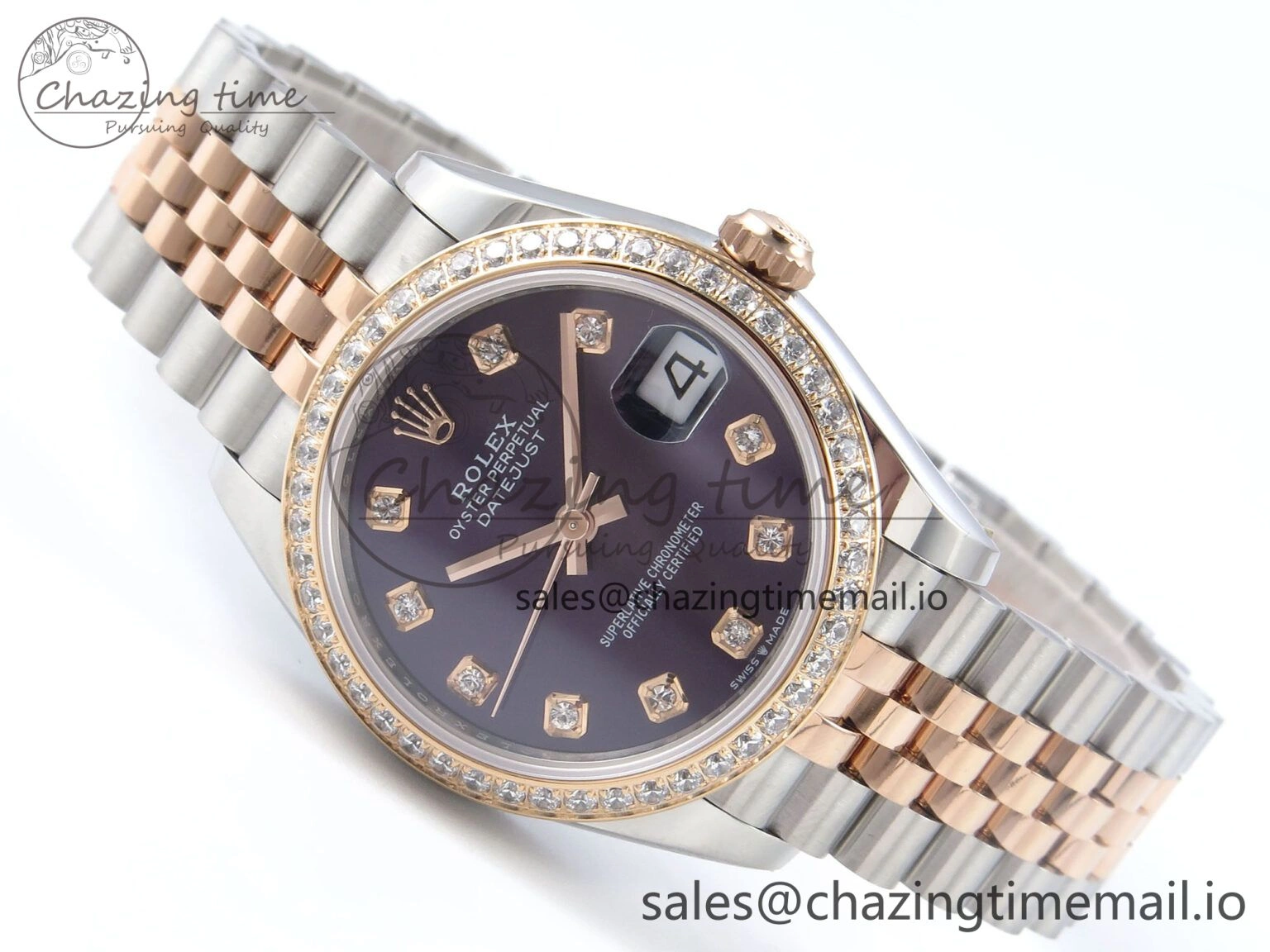 Classic DateJust 31 278381RBR ARF 1:1 Best Edition 904L Steel Purple Diamonds Dial Diamonds Bezel on SS RG Jubilee Bracelet ETA 388