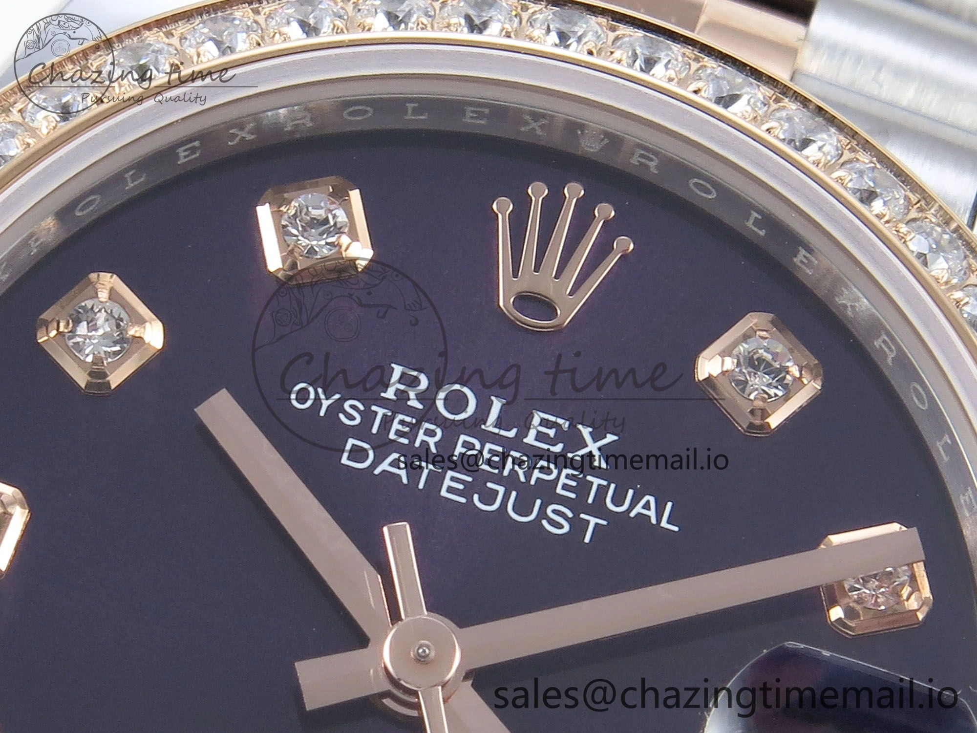 Classic DateJust 31 278381RBR ARF 1:1 Best Edition 904L Steel Purple Diamonds Dial Diamonds Bezel on SS RG Jubilee Bracelet ETA 388